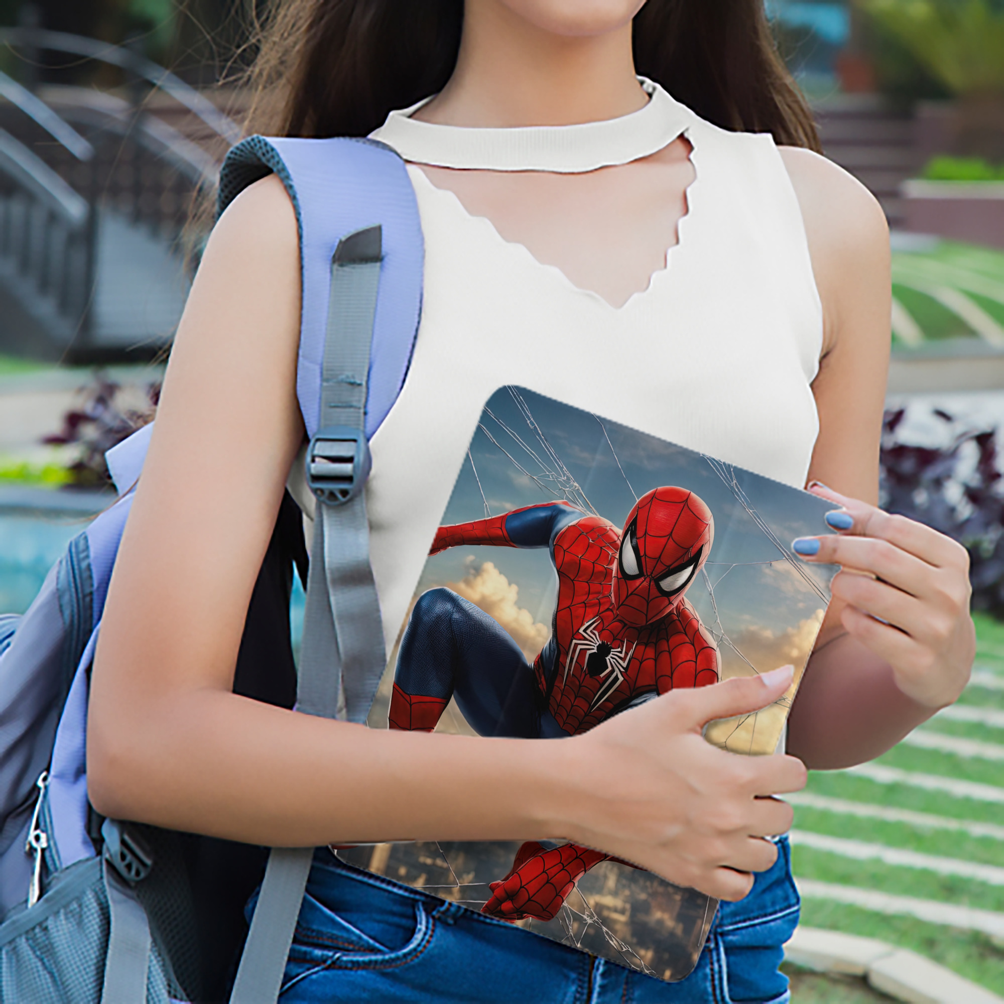 Spider Man スパイダーマン IPad ケース ペン収納付き 三つ折りスタンド PUレザー×シリコン 対応機種9.5/10.5/10.9インチ