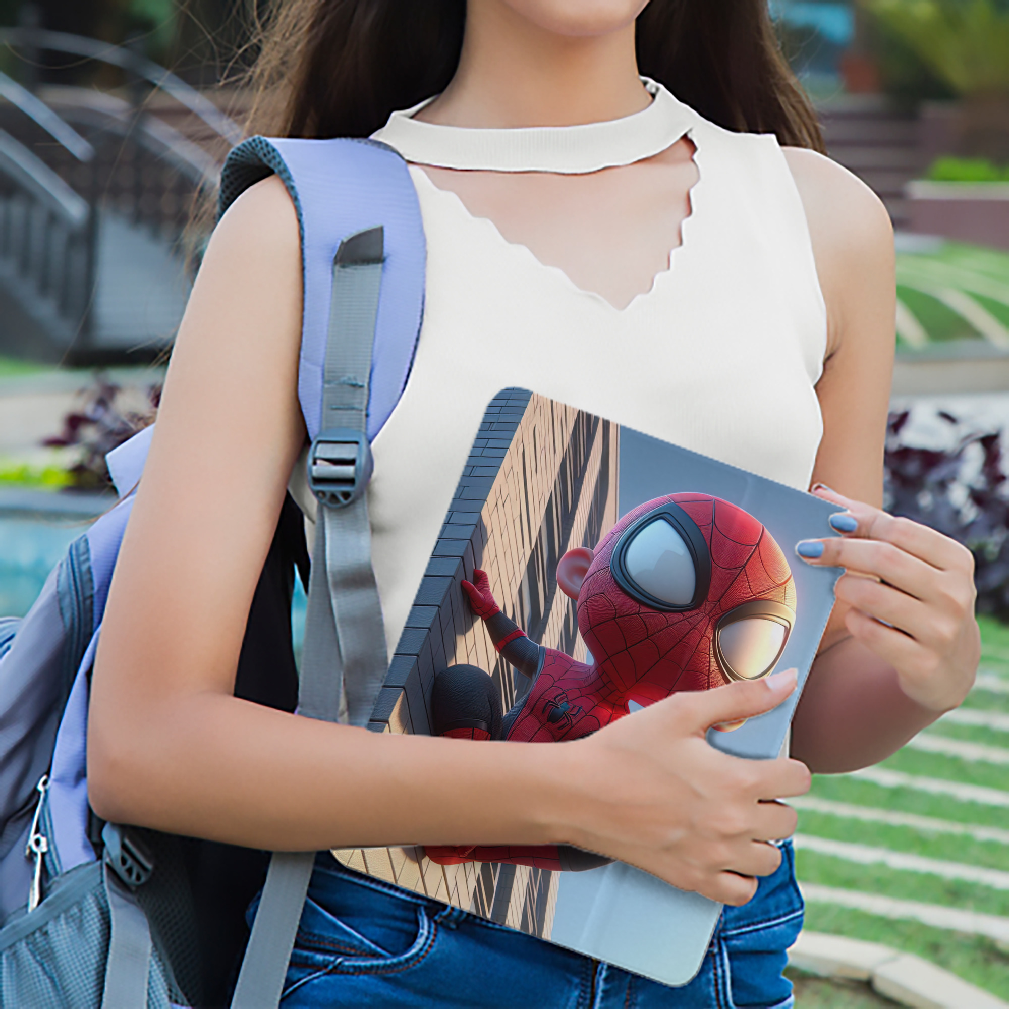 Spider Man スパイダーマン IPad ケース ペン収納付き 三つ折りスタンド PUレザー×シリコン 対応機種9.5/10.5/10.9インチ