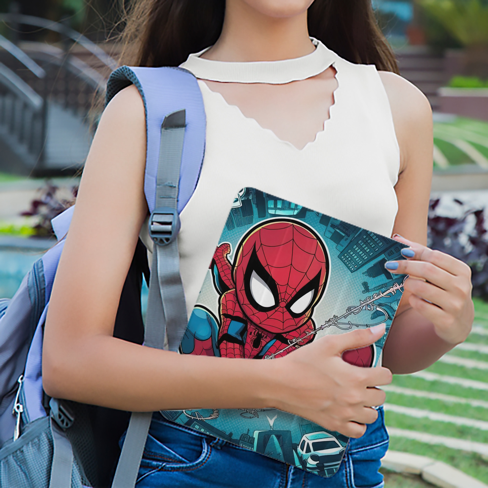 Spider Man スパイダーマン IPad ケース ペン収納付き 三つ折りスタンド PUレザー×シリコン 対応機種9.5/10.5/10.9インチ