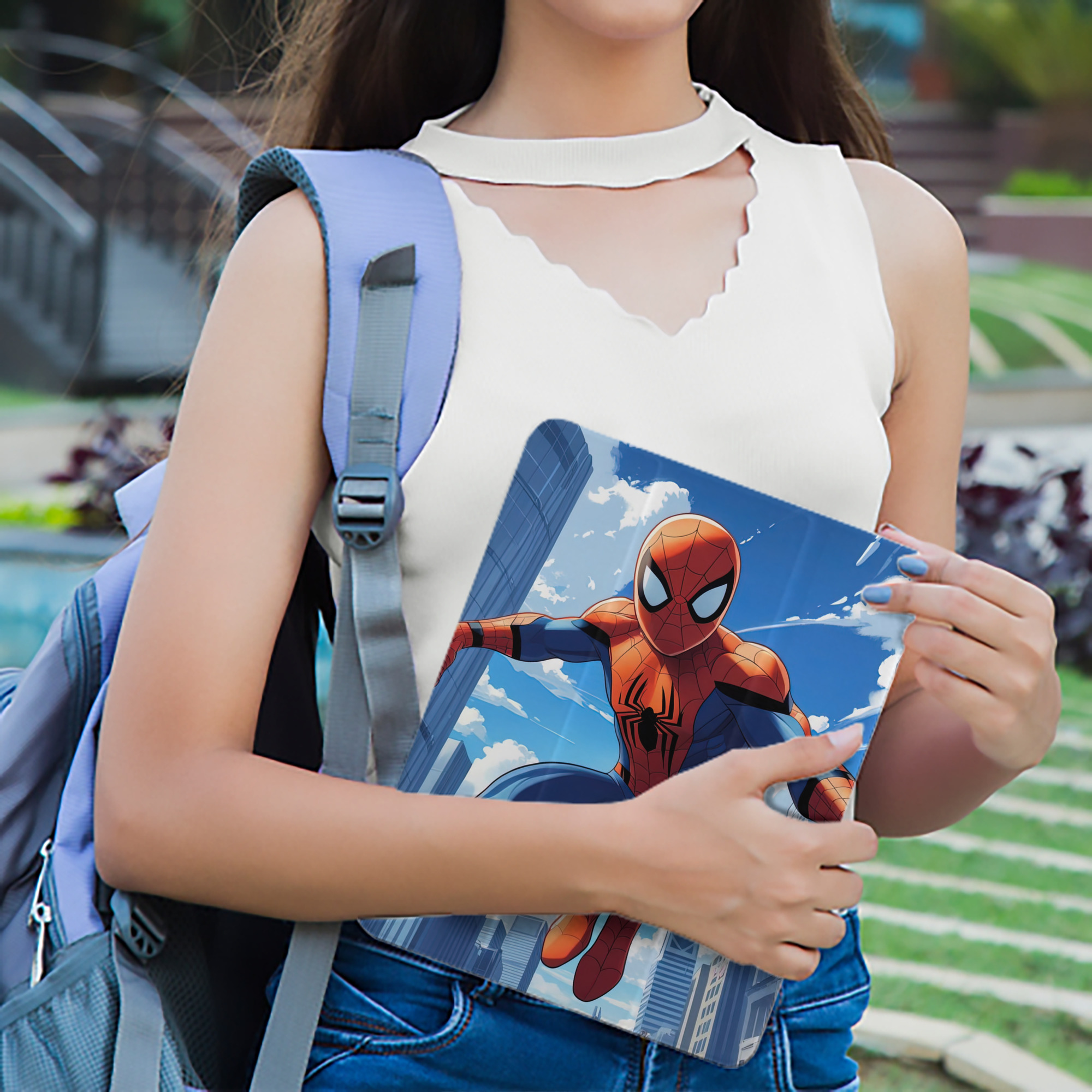 Spider Man スパイダーマン IPad ケース ペン収納付き 三つ折りスタンド PUレザー×シリコン 対応機種9.5/10.5/10.9インチ