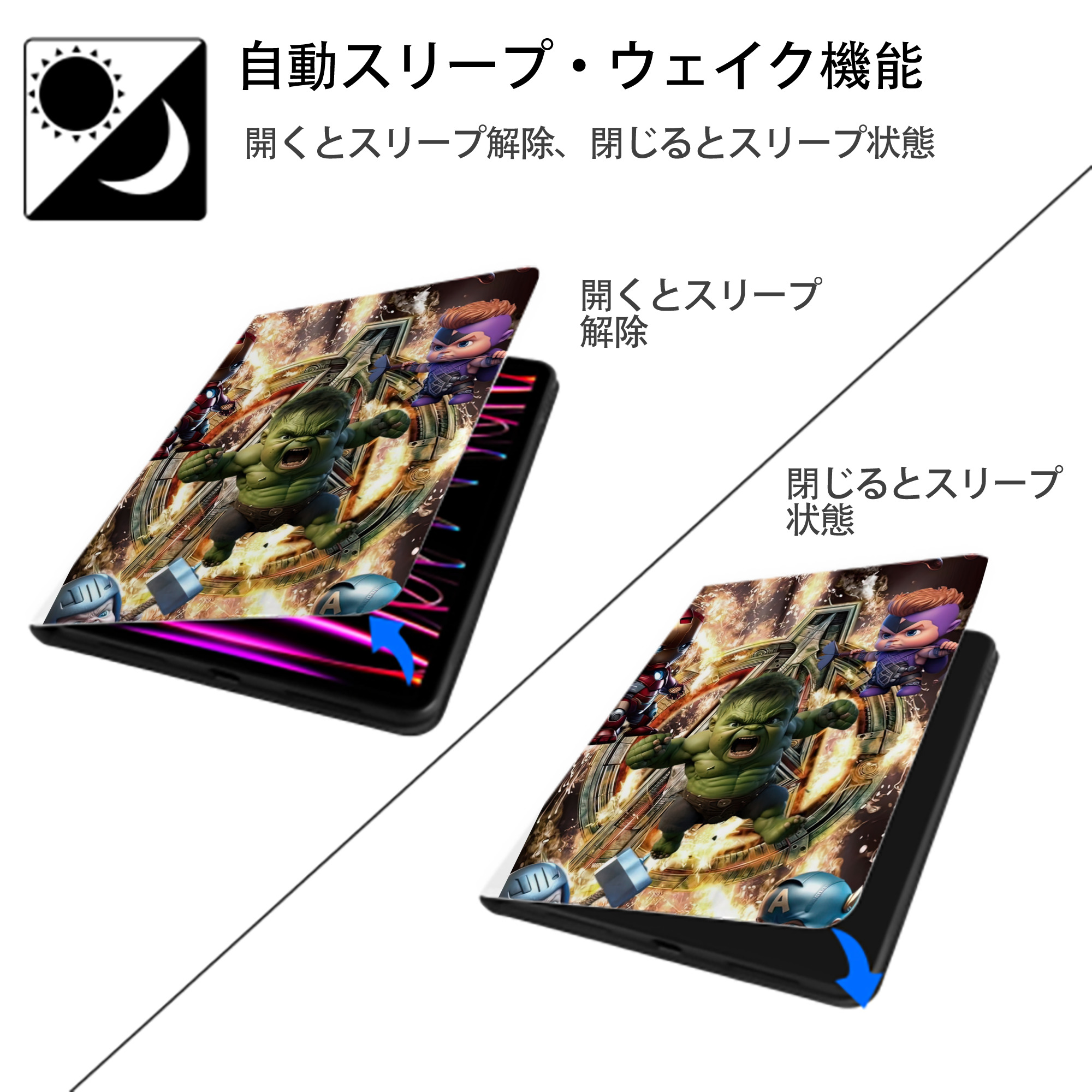 Spider Man スパイダーマン IPad ケース ペン収納付き 三つ折りスタンド PUレザー×シリコン 対応機種9.5/10.5/10.9インチ