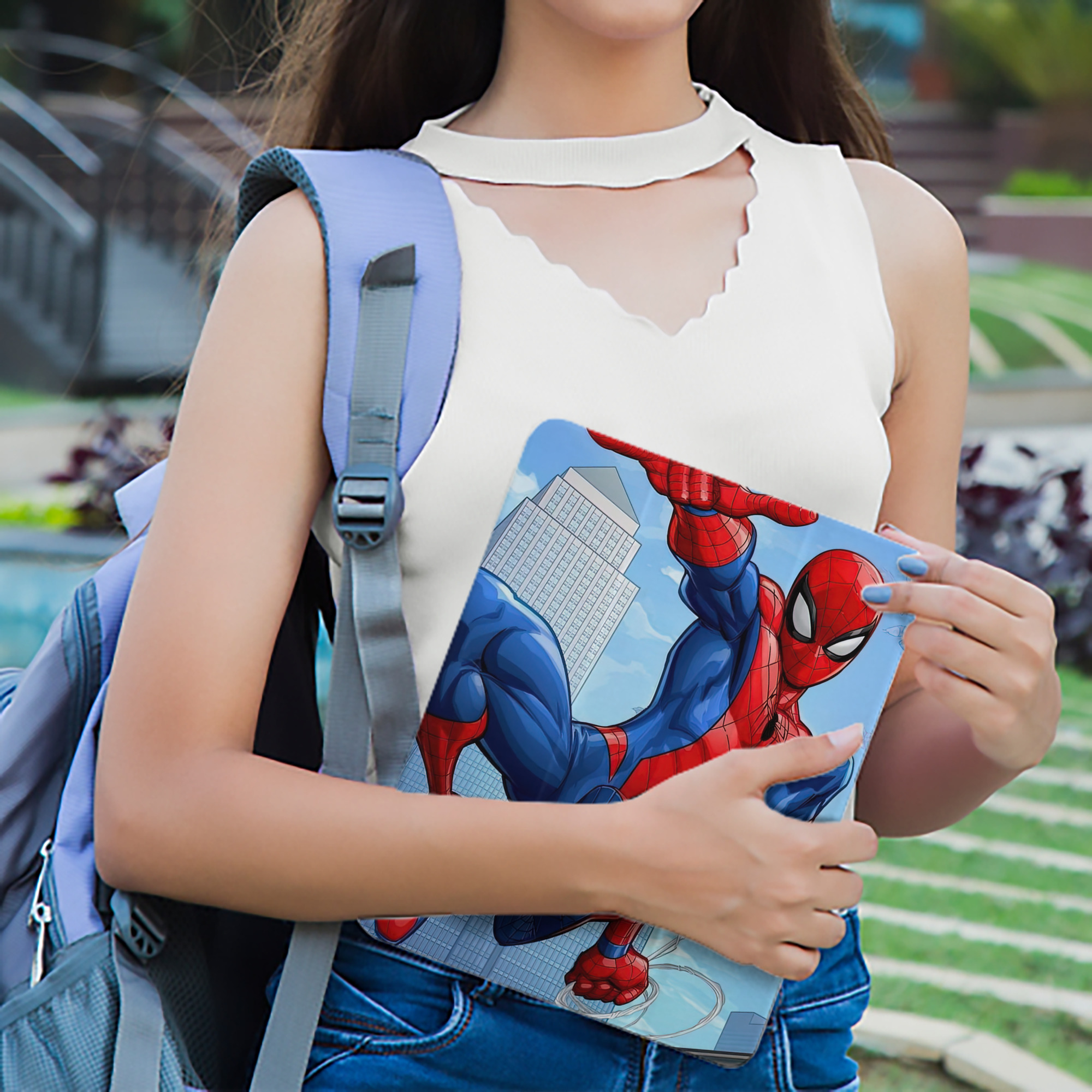 Spider Man スパイダーマン IPad ケース ペン収納付き 三つ折りスタンド PUレザー×シリコン 対応機種9.5/10.5/10.9インチ