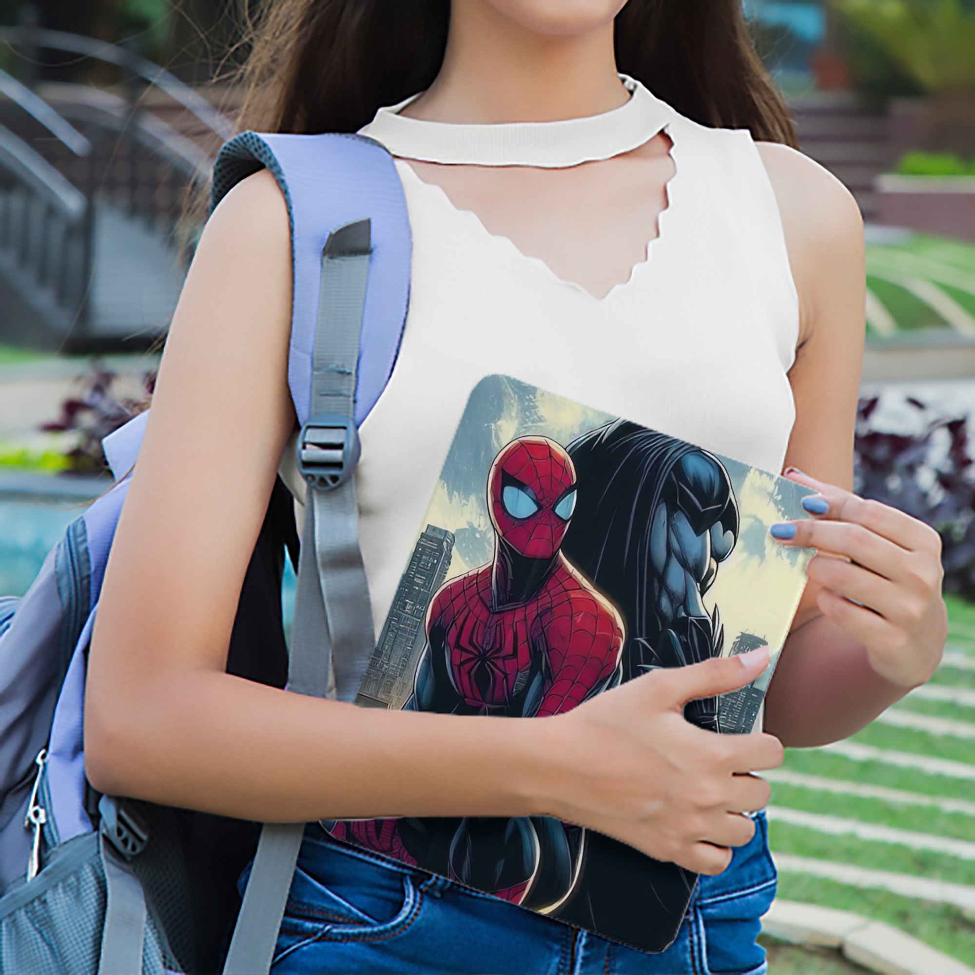 Spider Man スパイダーマン IPad ケース ペン収納付き 三つ折りスタンド PUレザー×シリコン 対応機種9.5/10.5/10.9インチ