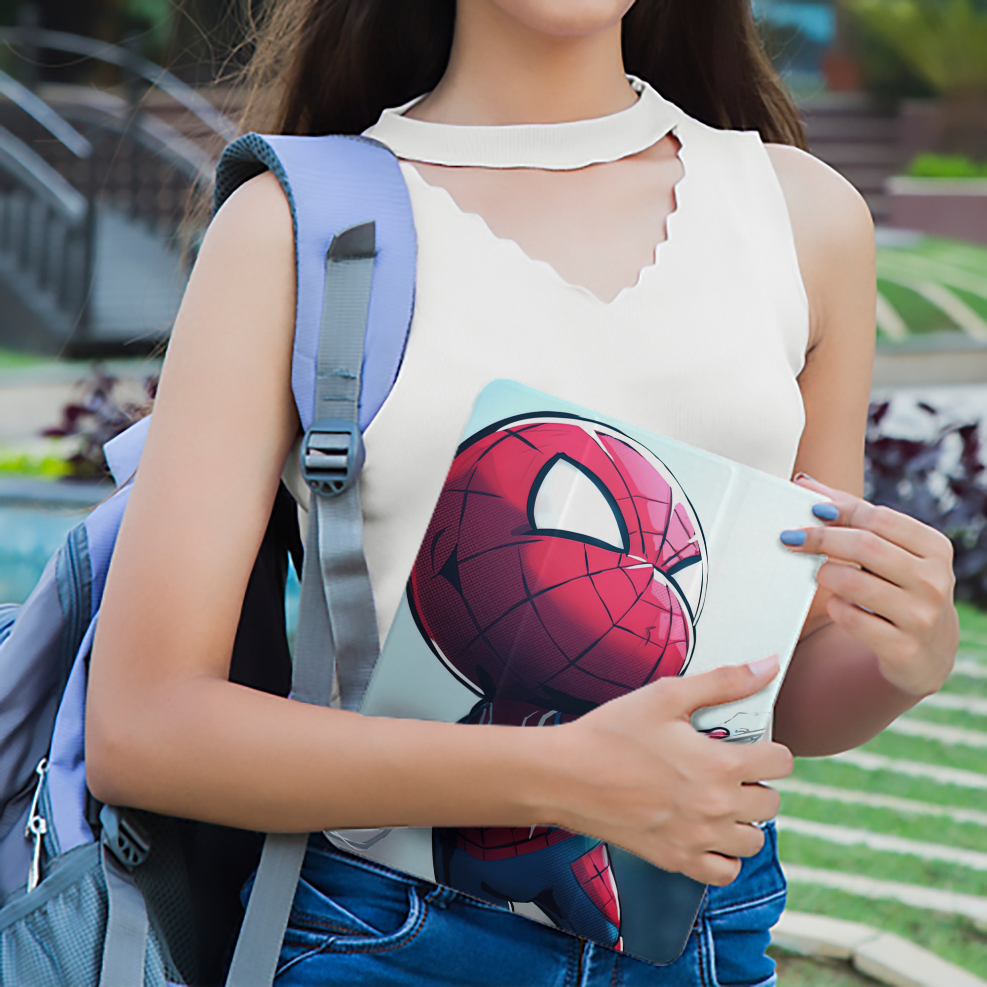 Spider Man スパイダーマン IPad ケース ペン収納付き 三つ折りスタンド PUレザー×シリコン 対応機種9.5/10.5/10.9インチ