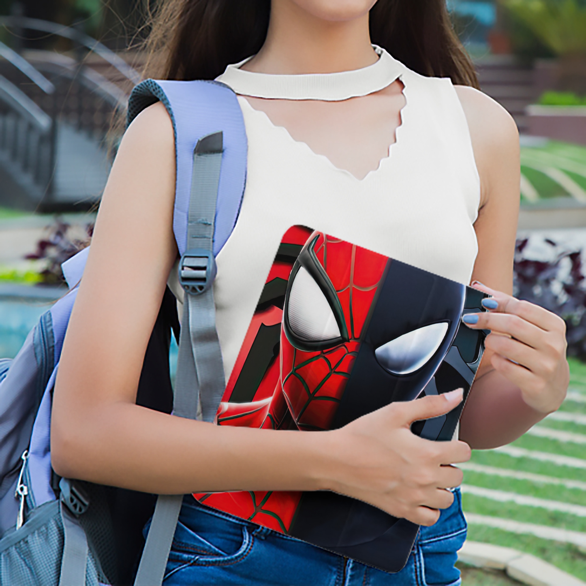 Spider Man スパイダーマン IPad ケース ペン収納付き 三つ折りスタンド PUレザー×シリコン 対応機種9.5/10.5/10.9インチ