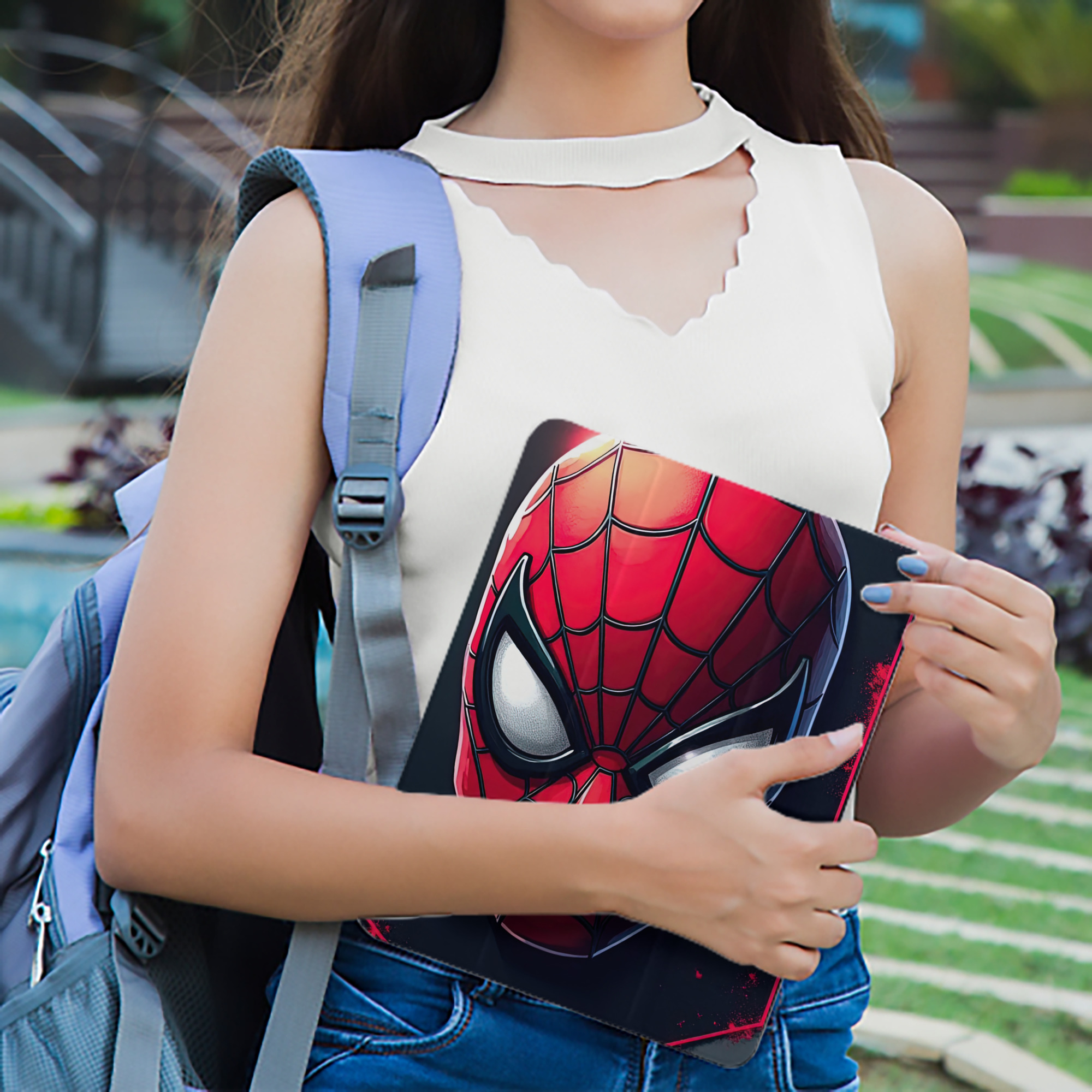 Spider Man スパイダーマン IPad ケース ペン収納付き 三つ折りスタンド PUレザー×シリコン 対応機種9.5/10.5/10.9インチ