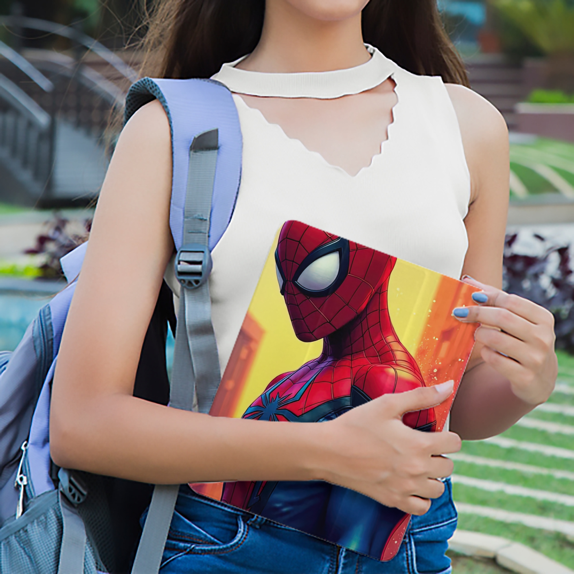 Spider Man スパイダーマン IPad ケース ペン収納付き 三つ折りスタンド PUレザー×シリコン 対応機種9.5/10.5/10.9インチ