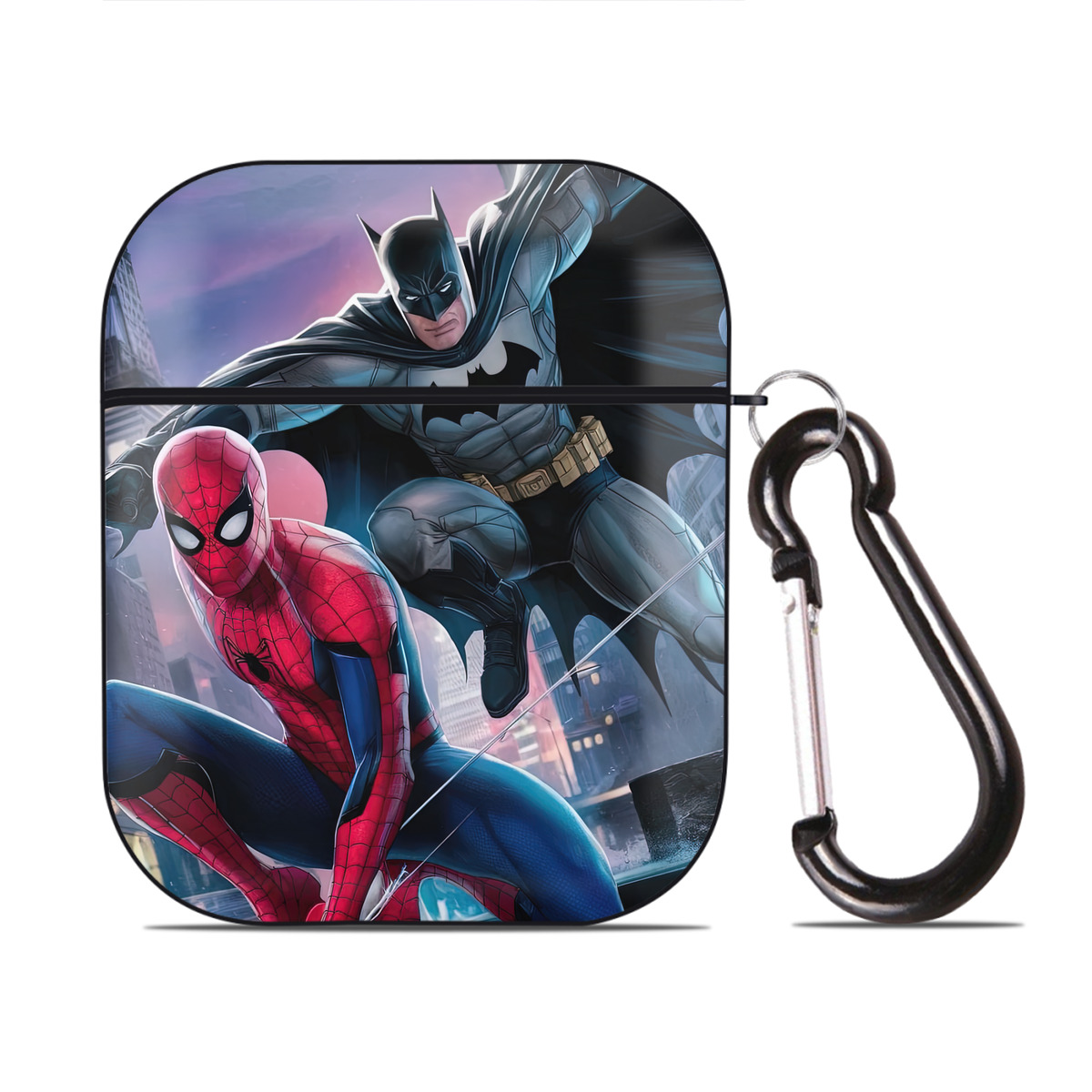 （画像用） Spider Man スパイダーマン AirPods 第2世代保護ケース ハードシェル ブラック 耐衝撃・防指紋・カラビナ付き