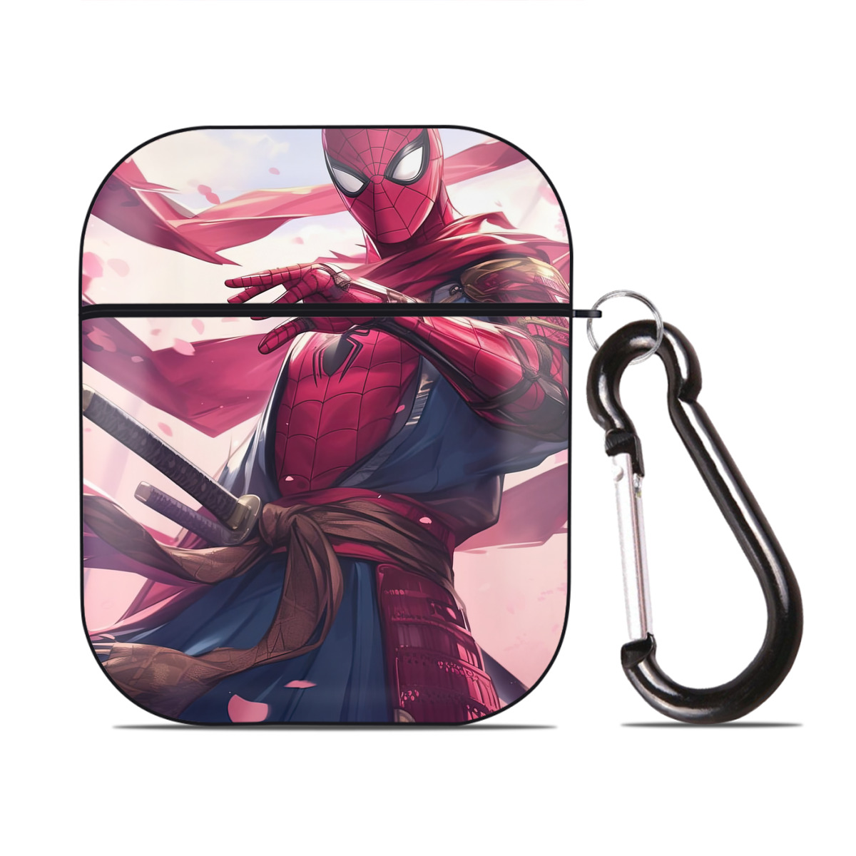 （画像用） Spider Man スパイダーマン AirPods 第2世代保護ケース ハードシェル ブラック 耐衝撃・防指紋・カラビナ付き