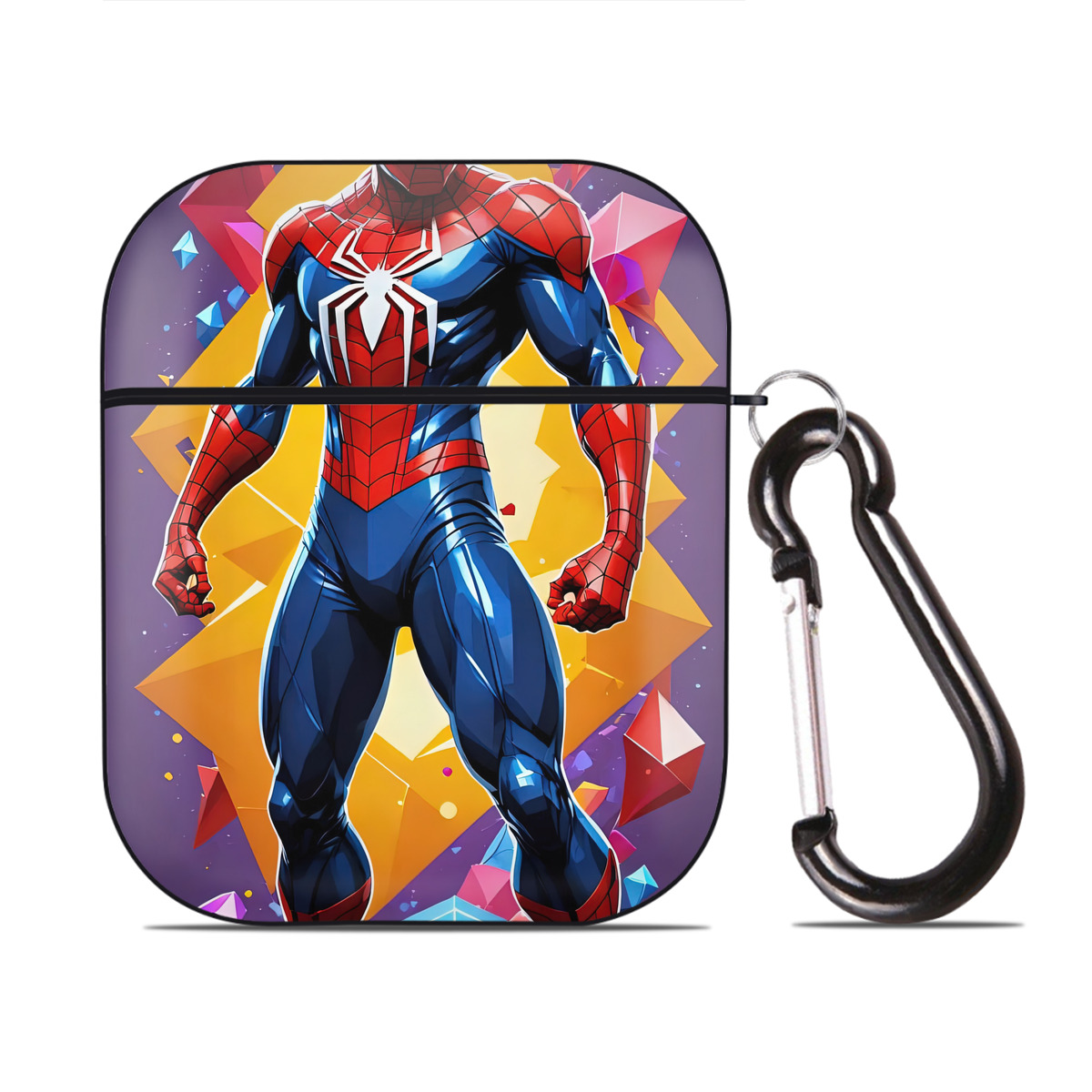 （画像用） Spider Man スパイダーマン AirPods 第2世代保護ケース ハードシェル ブラック 耐衝撃・防指紋・カラビナ付き
