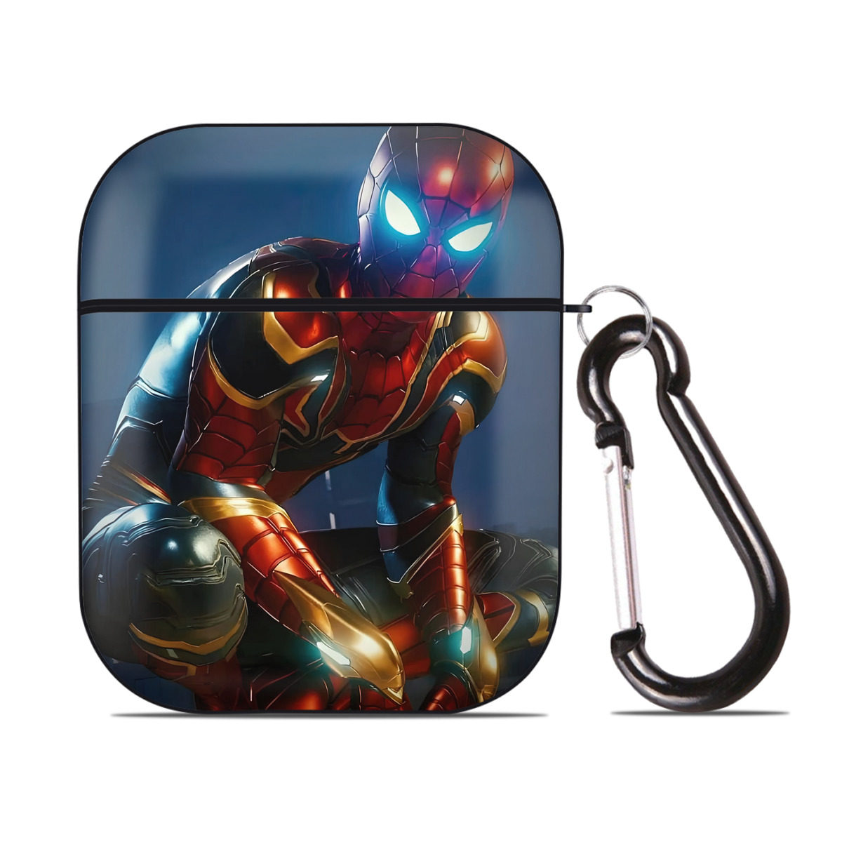 （画像用） Spider Man スパイダーマン AirPods 第2世代保護ケース ハードシェル ブラック 耐衝撃・防指紋・カラビナ付き