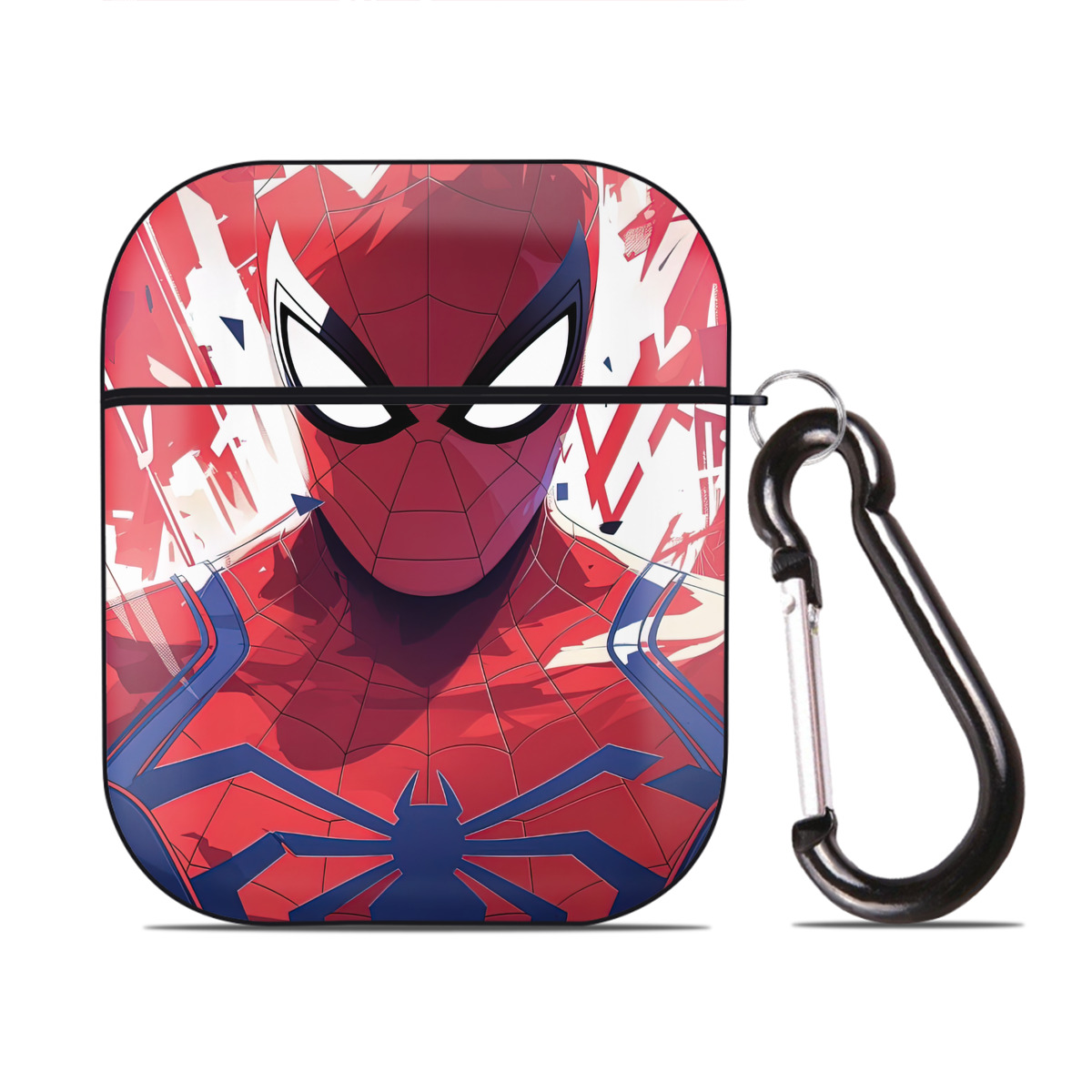 （画像用） Spider Man スパイダーマン AirPods 第2世代保護ケース ハードシェル ブラック 耐衝撃・防指紋・カラビナ付き