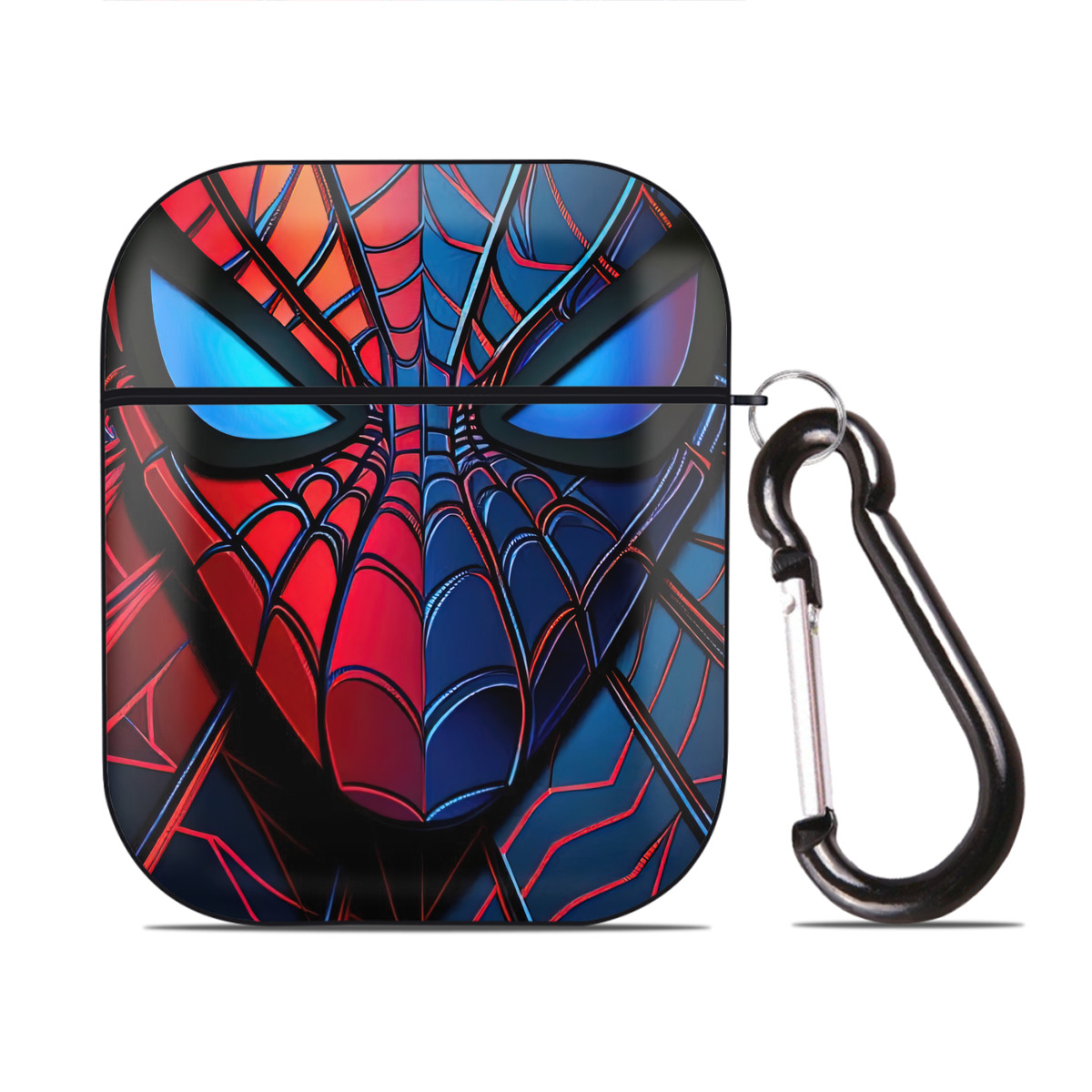 （画像用） Spider Man スパイダーマン AirPods 第2世代保護ケース ハードシェル ブラック 耐衝撃・防指紋・カラビナ付き