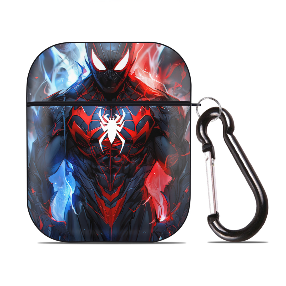 （画像用） Spider Man スパイダーマン AirPods 第2世代保護ケース ハードシェル ブラック 耐衝撃・防指紋・カラビナ付き