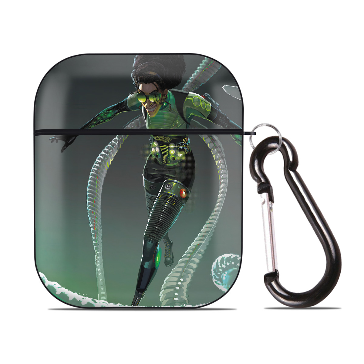 （画像用） Spider Man スパイダーマン AirPods 第2世代保護ケース ハードシェル ブラック 耐衝撃・防指紋・カラビナ付き