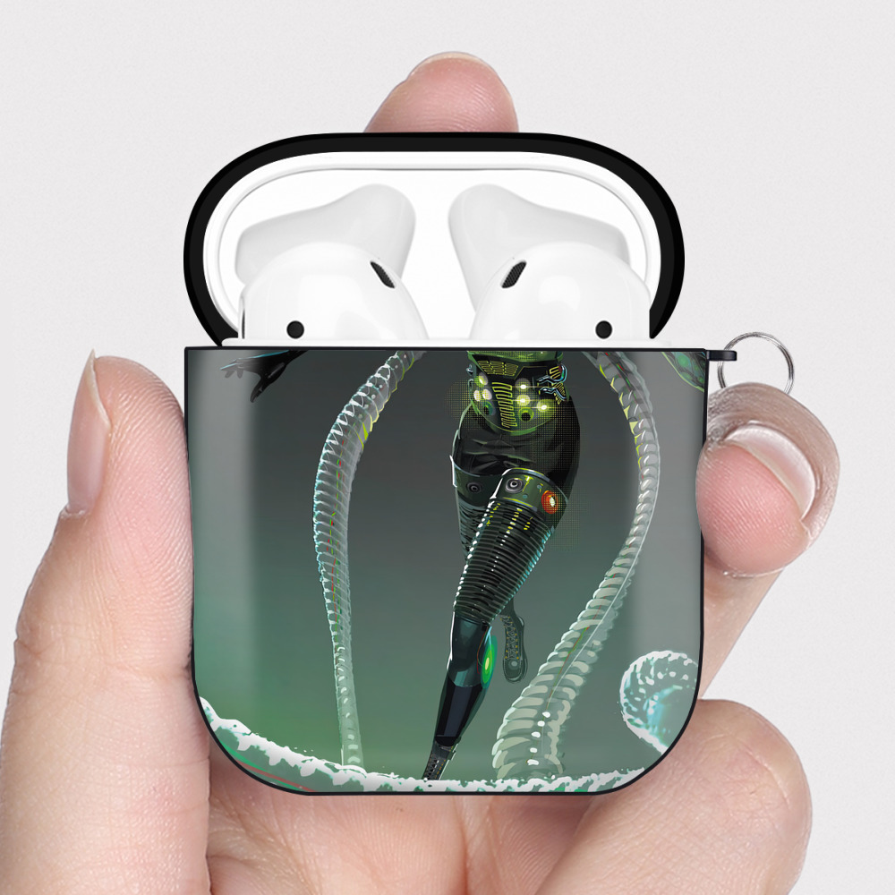 Spider Man スパイダーマン AirPods 第2世代保護ケース ハードシェル ブラック 耐衝撃・防指紋・カラビナ付き
