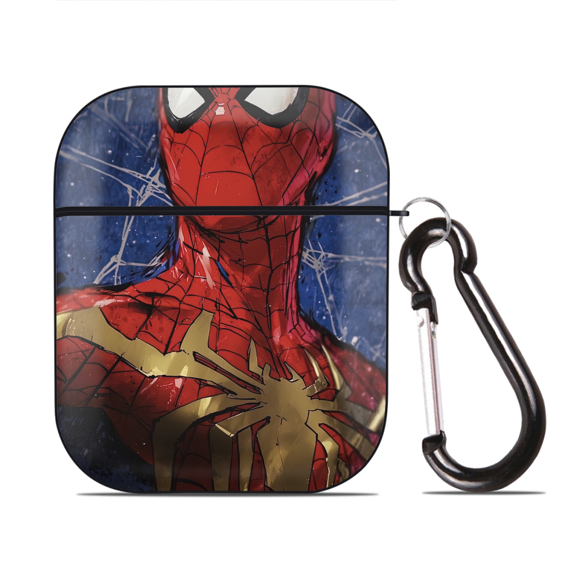 （画像用） Spider Man スパイダーマン AirPods 第2世代保護ケース ハードシェル ブラック 耐衝撃・防指紋・カラビナ付き