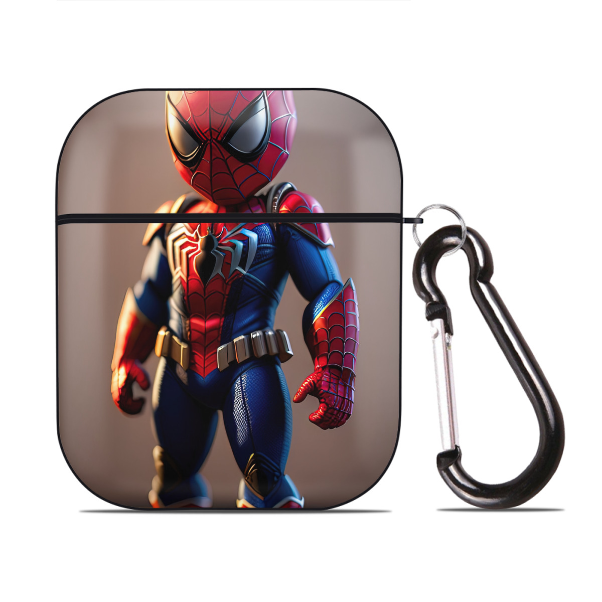 （画像用） Spider Man スパイダーマン AirPods 第2世代保護ケース ハードシェル ブラック 耐衝撃・防指紋・カラビナ付き