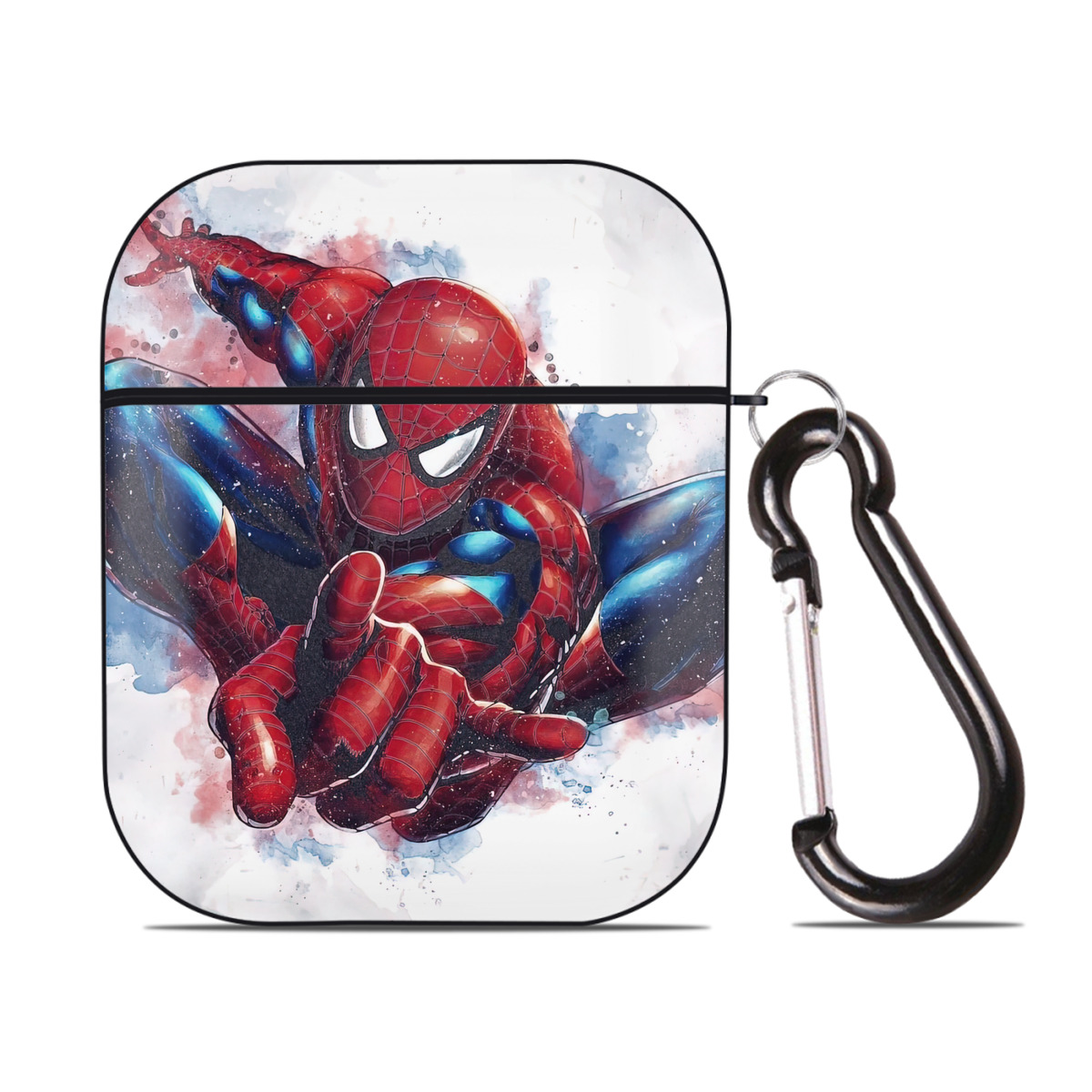 （画像用） Spider Man スパイダーマン AirPods 第2世代保護ケース ハードシェル ブラック 耐衝撃・防指紋・カラビナ付き