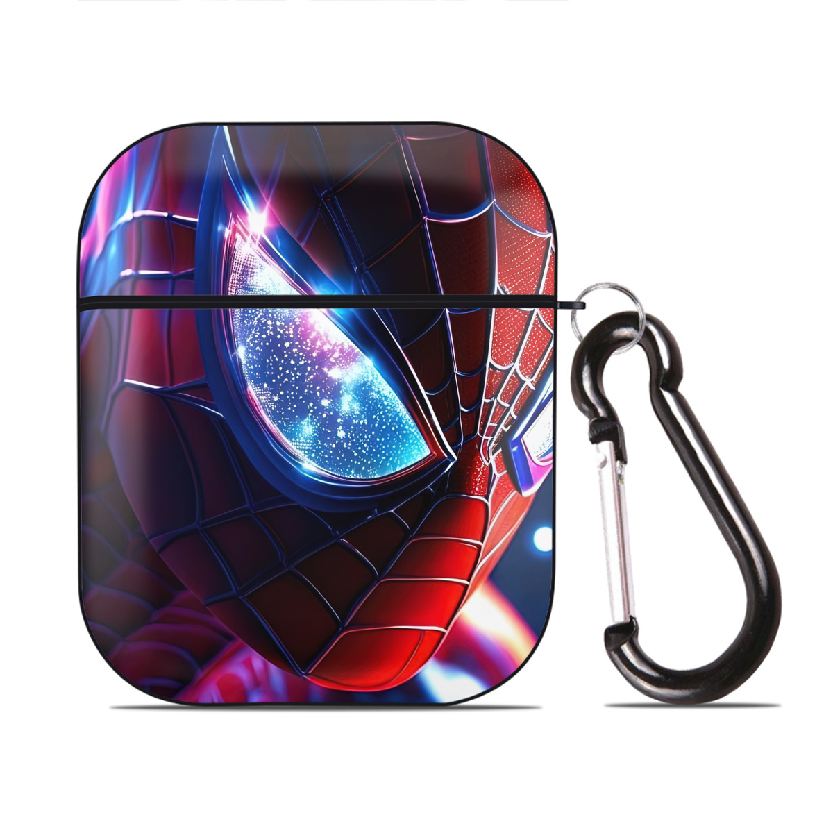 （画像用） Spider Man スパイダーマン AirPods 第2世代保護ケース ハードシェル ブラック 耐衝撃・防指紋・カラビナ付き