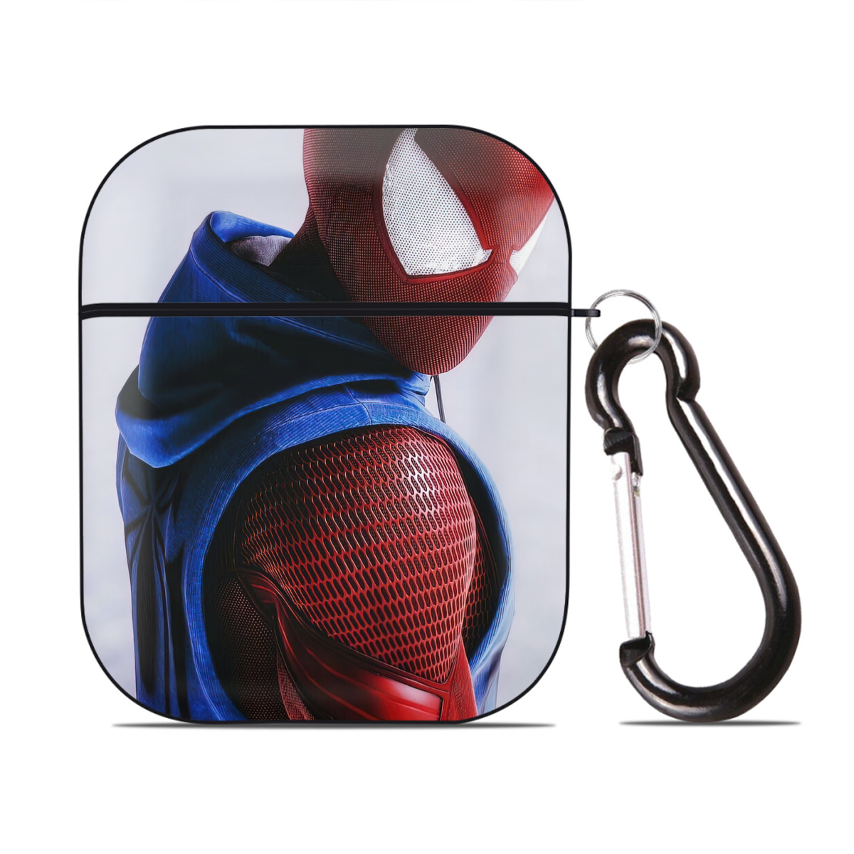 （画像用） Spider Man スパイダーマン AirPods 第2世代保護ケース ハードシェル ブラック 耐衝撃・防指紋・カラビナ付き