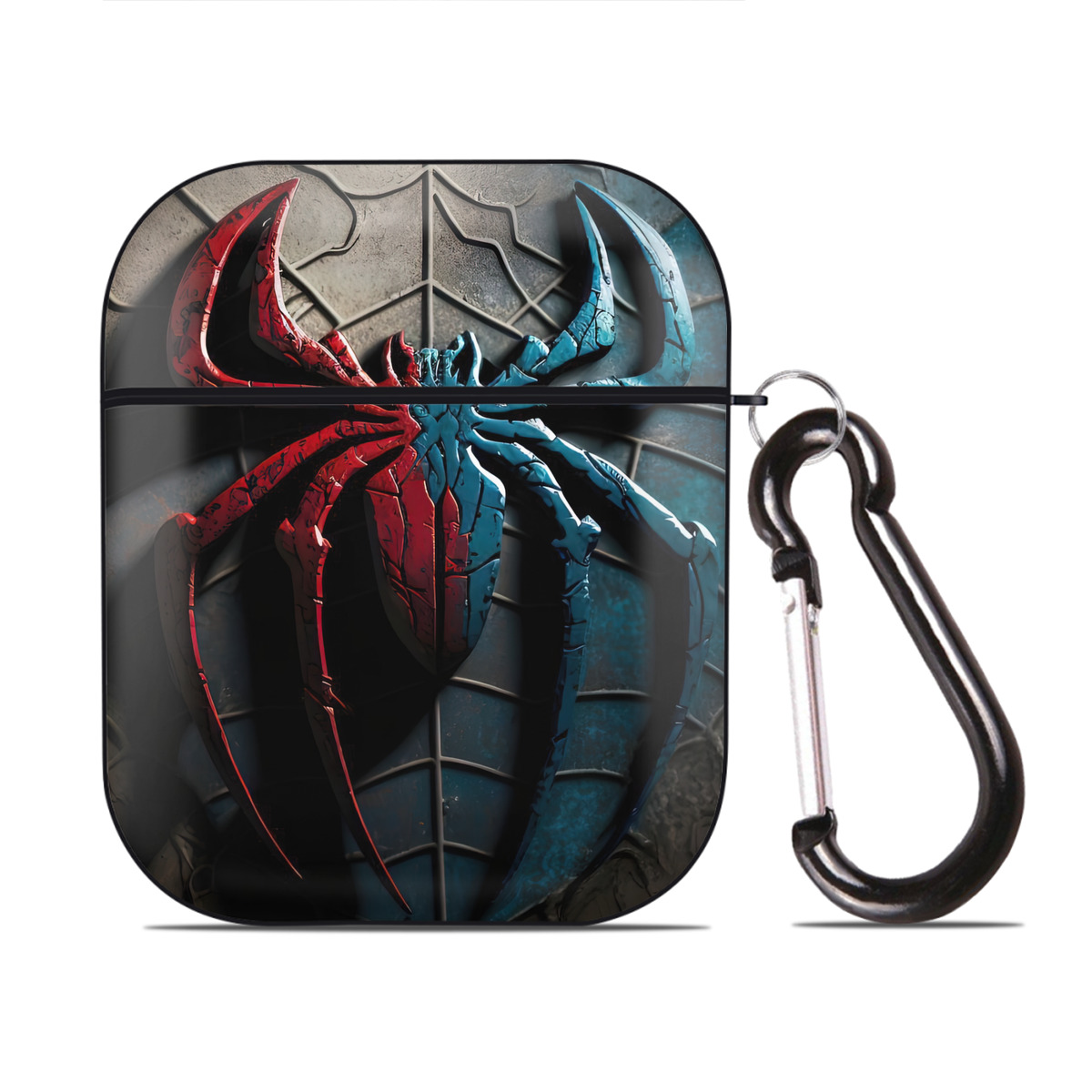（画像用） Spider Man スパイダーマン AirPods 第2世代保護ケース ハードシェル ブラック 耐衝撃・防指紋・カラビナ付き