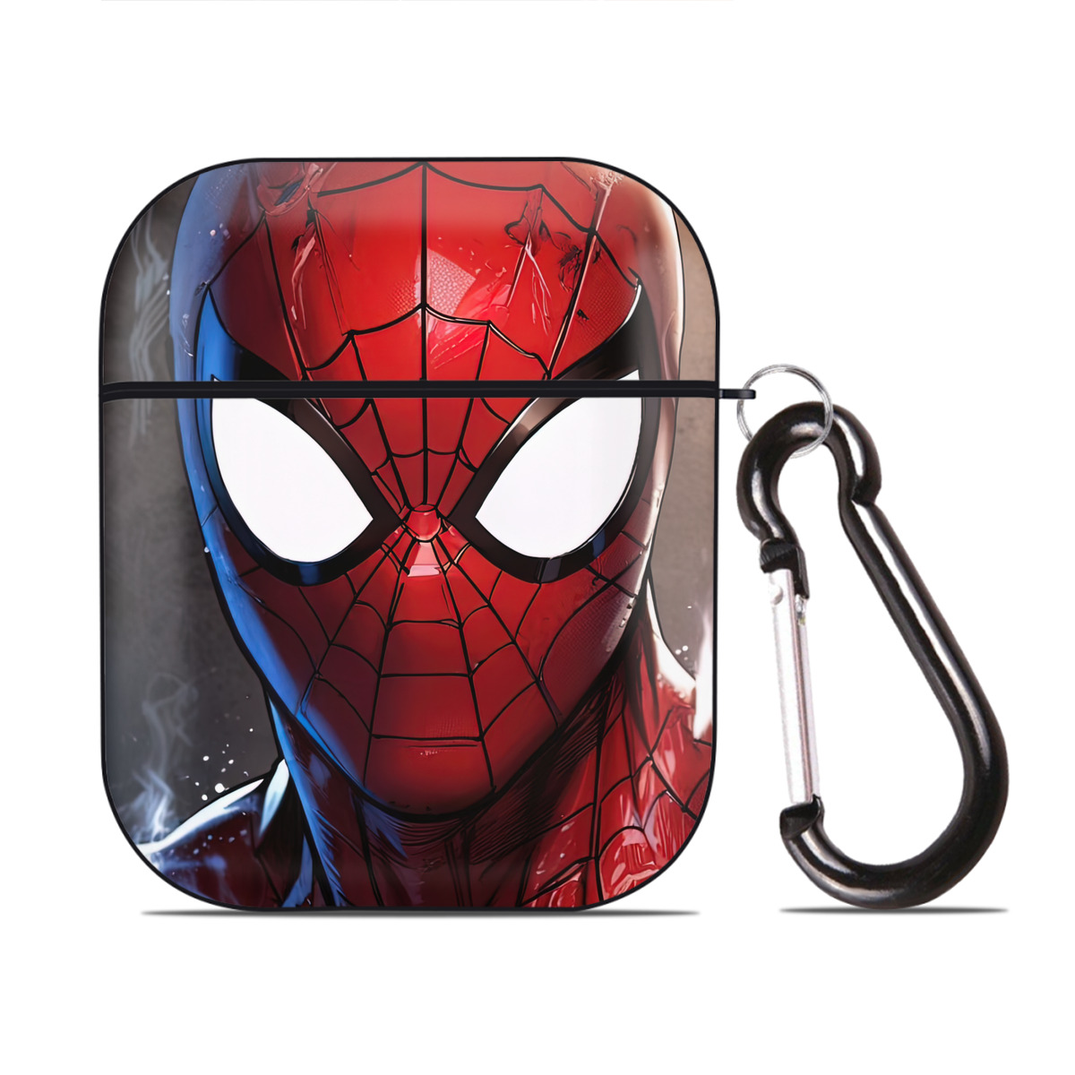 （画像用） Spider Man スパイダーマン AirPods 第2世代保護ケース ハードシェル ブラック 耐衝撃・防指紋・カラビナ付き