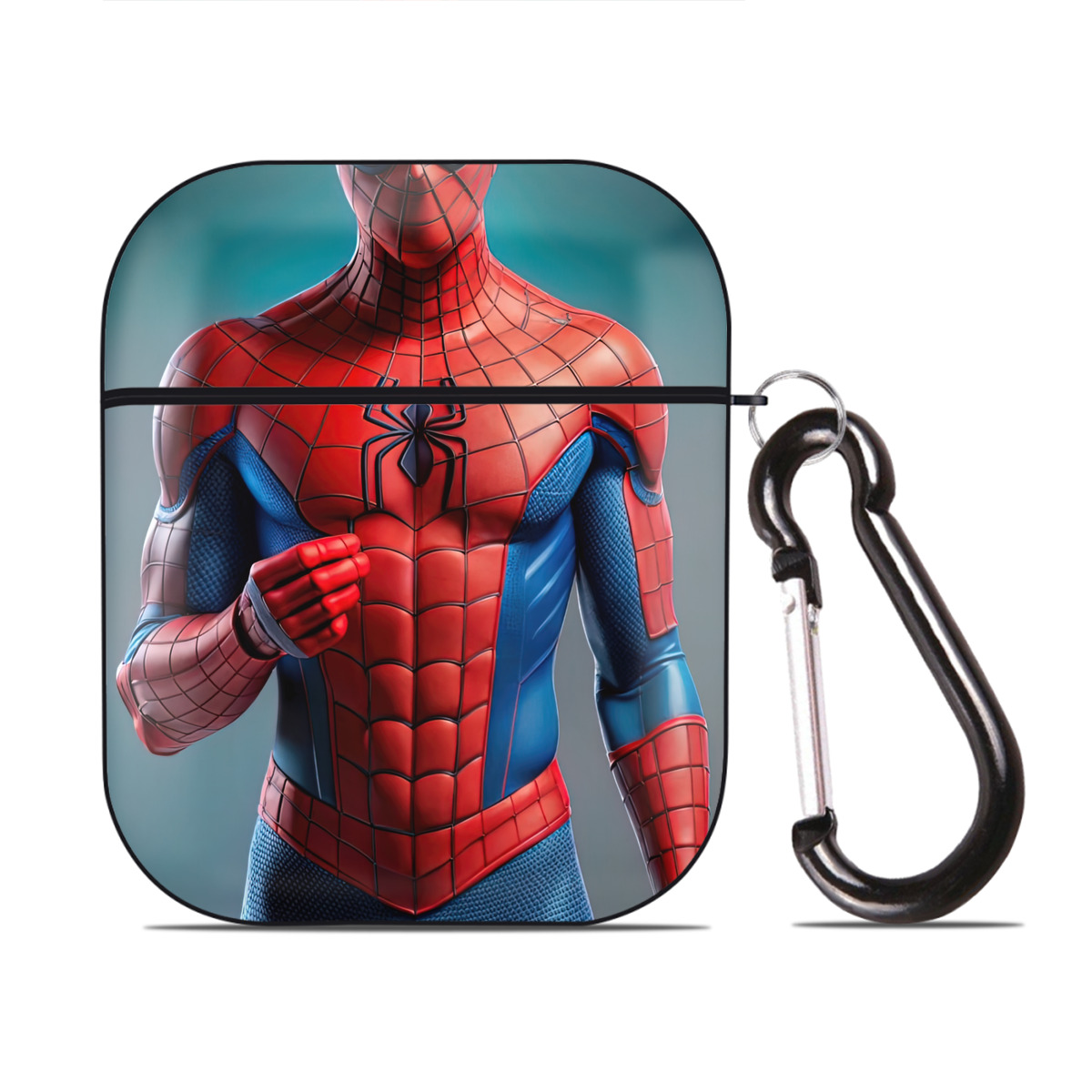 （画像用） Spider Man スパイダーマン AirPods 第2世代保護ケース ハードシェル ブラック 耐衝撃・防指紋・カラビナ付き