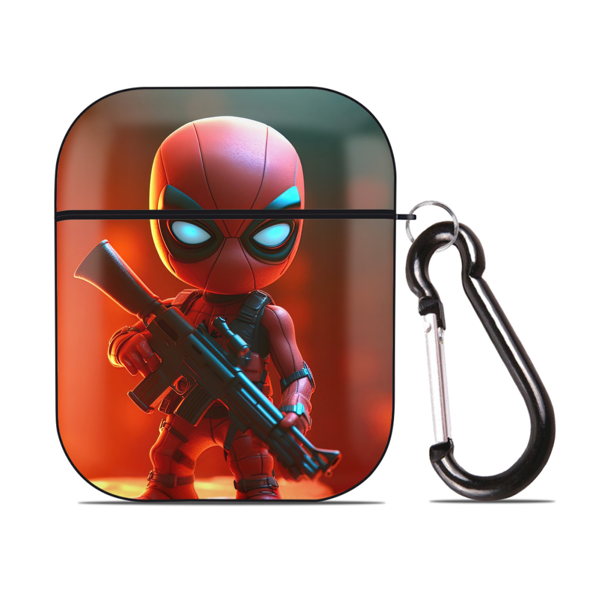 （画像用） Spider Man スパイダーマン AirPods 第2世代保護ケース ハードシェル ブラック 耐衝撃・防指紋・カラビナ付き