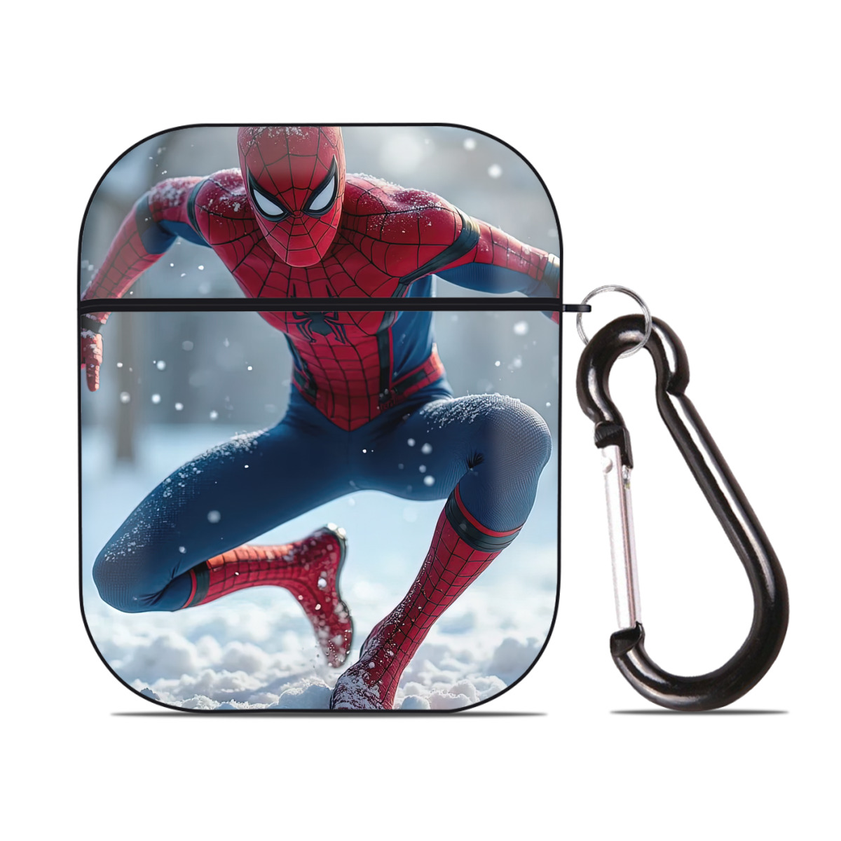 （画像用） Spider Man スパイダーマン AirPods 第2世代保護ケース ハードシェル ブラック 耐衝撃・防指紋・カラビナ付き