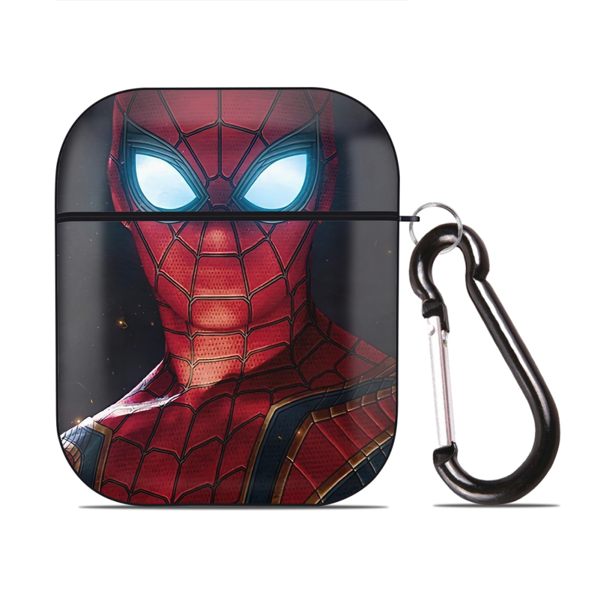（画像用） Spider Man スパイダーマン AirPods 第2世代保護ケース ハードシェル ブラック 耐衝撃・防指紋・カラビナ付き