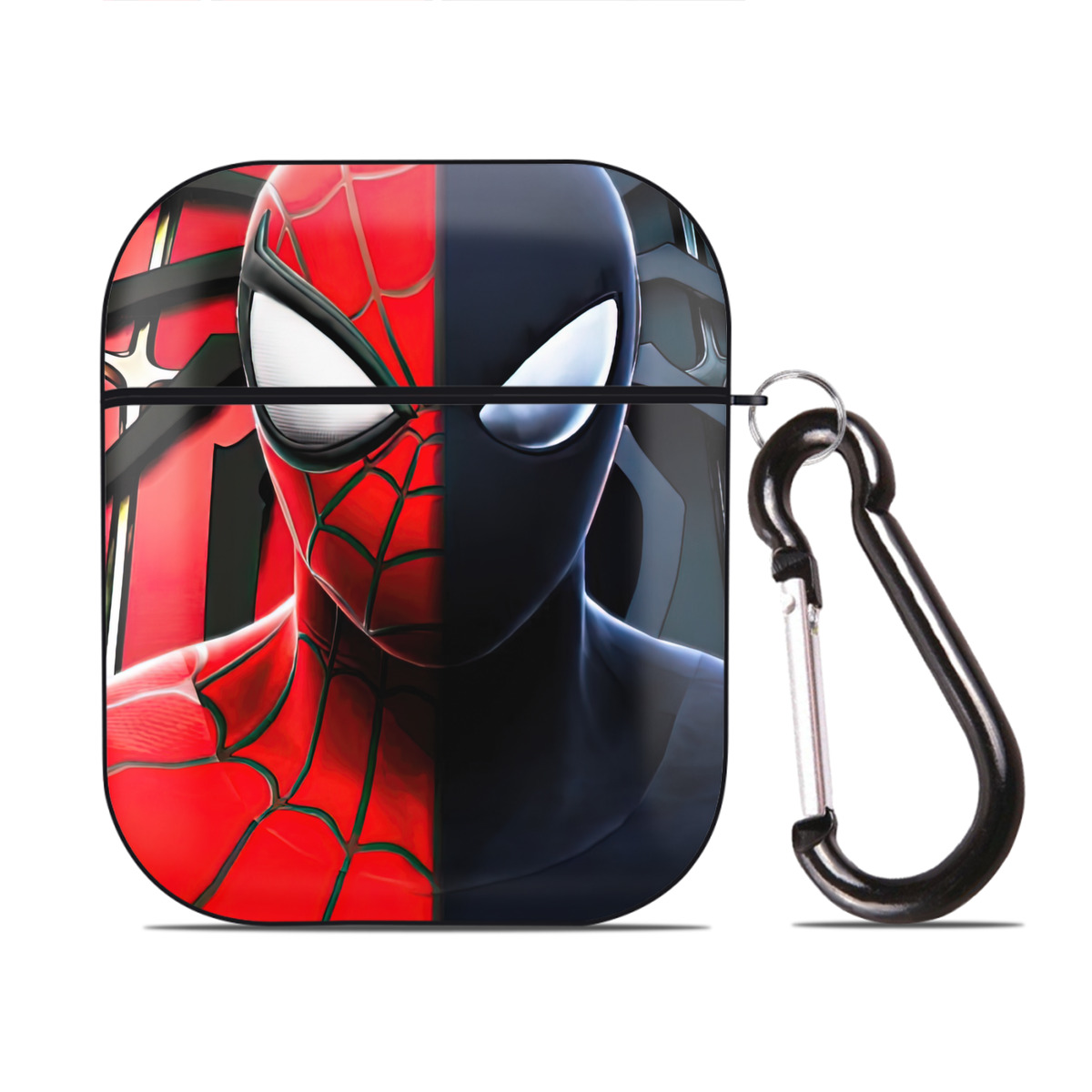 （画像用） Spider Man スパイダーマン AirPods 第2世代保護ケース ハードシェル ブラック 耐衝撃・防指紋・カラビナ付き