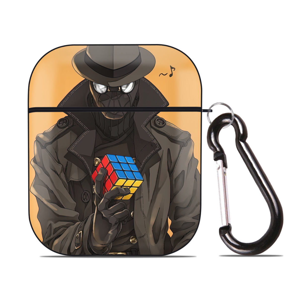 （画像用） Spider Man スパイダーマン AirPods 第2世代保護ケース ハードシェル ブラック 耐衝撃・防指紋・カラビナ付き