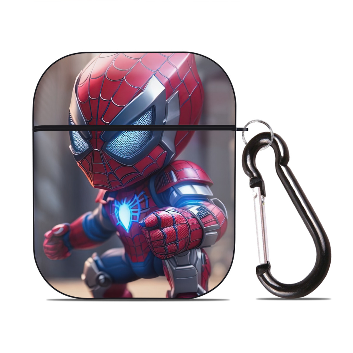 （画像用） Spider Man スパイダーマン AirPods 第2世代保護ケース ハードシェル ブラック 耐衝撃・防指紋・カラビナ付き