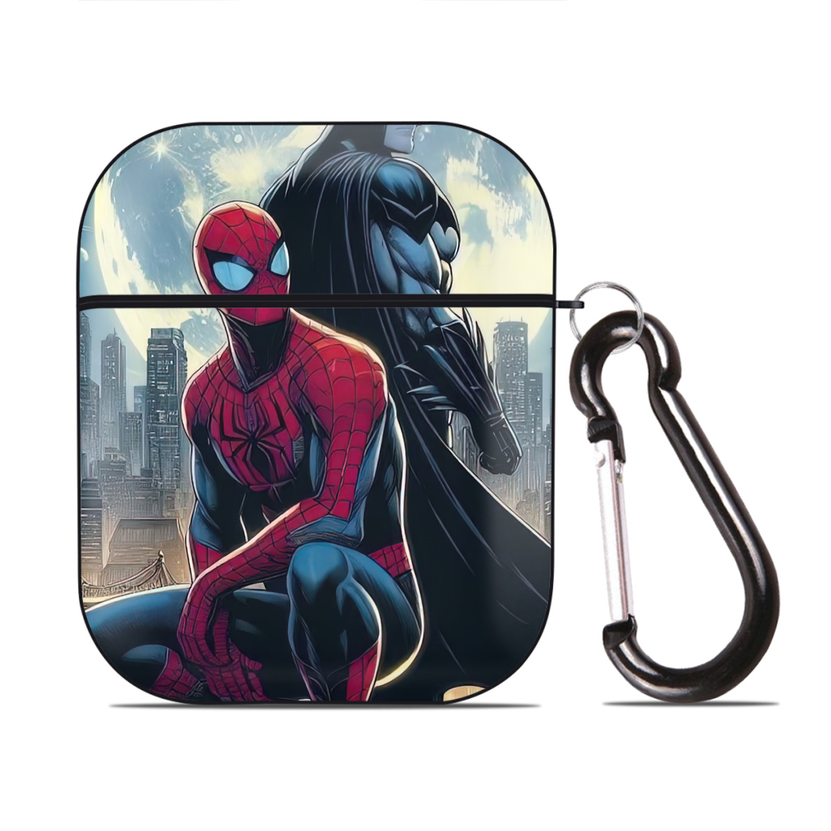 （画像用） Spider Man スパイダーマン AirPods 第2世代保護ケース ハードシェル ブラック 耐衝撃・防指紋・カラビナ付き