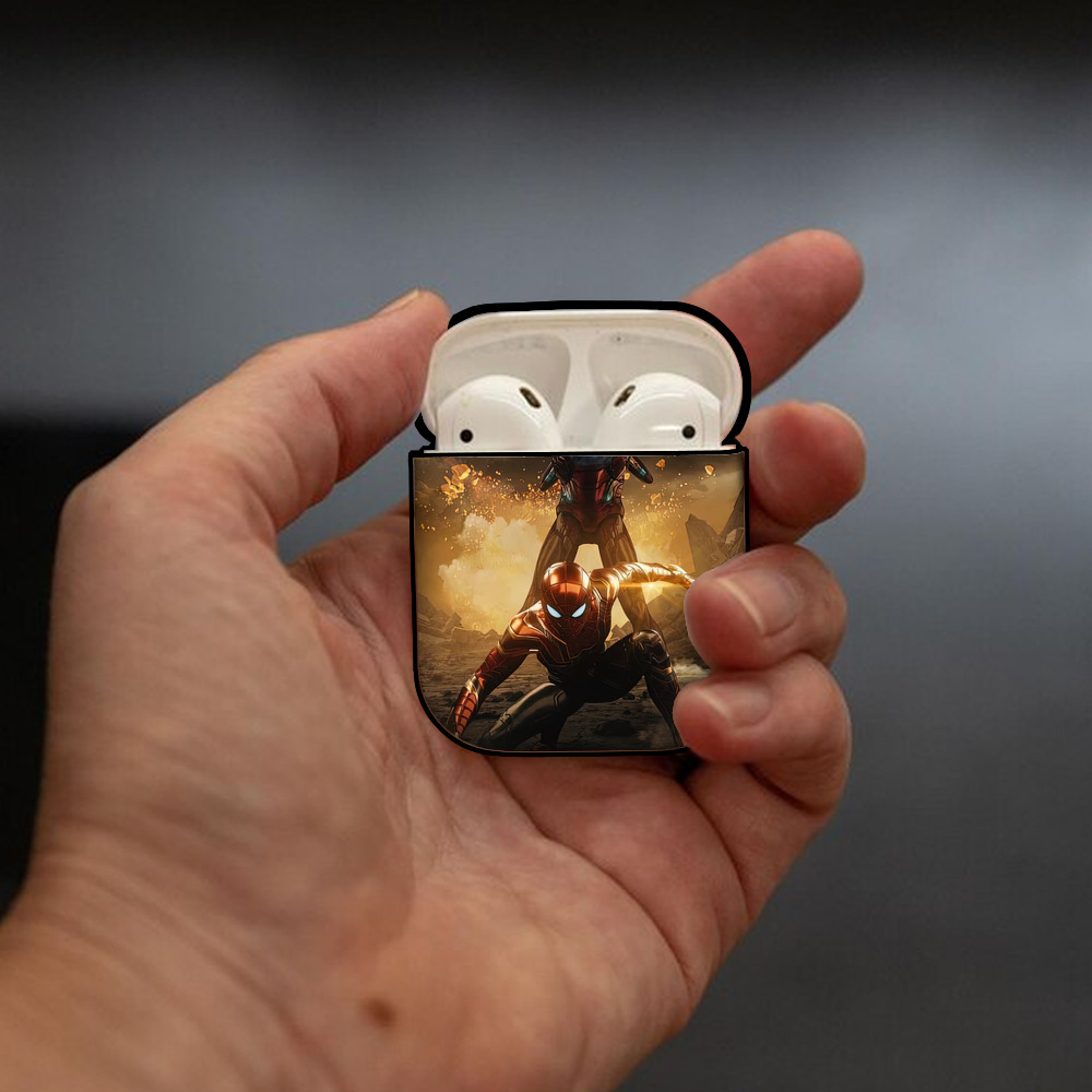 Spider Man スパイダーマン AirPods 第2世代保護ケース ハードシェル ブラック 耐衝撃・防指紋・カラビナ付き