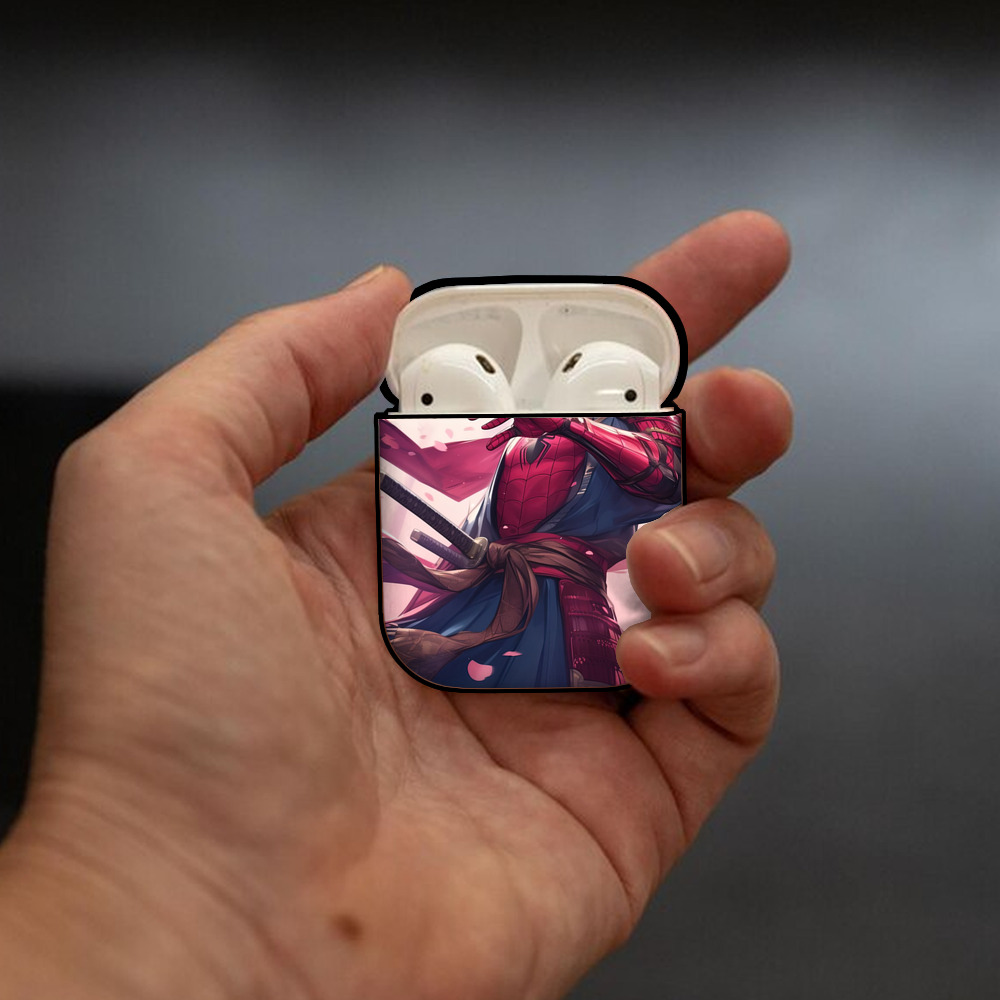 Spider Man スパイダーマン AirPods 第2世代保護ケース ハードシェル ブラック 耐衝撃・防指紋・カラビナ付き