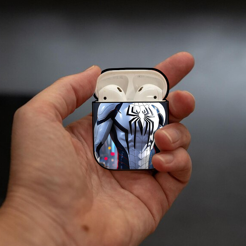 Spider Man スパイダーマン AirPods 第2世代保護ケース ハードシェル ブラック 耐衝撃・防指紋・カラビナ付き
