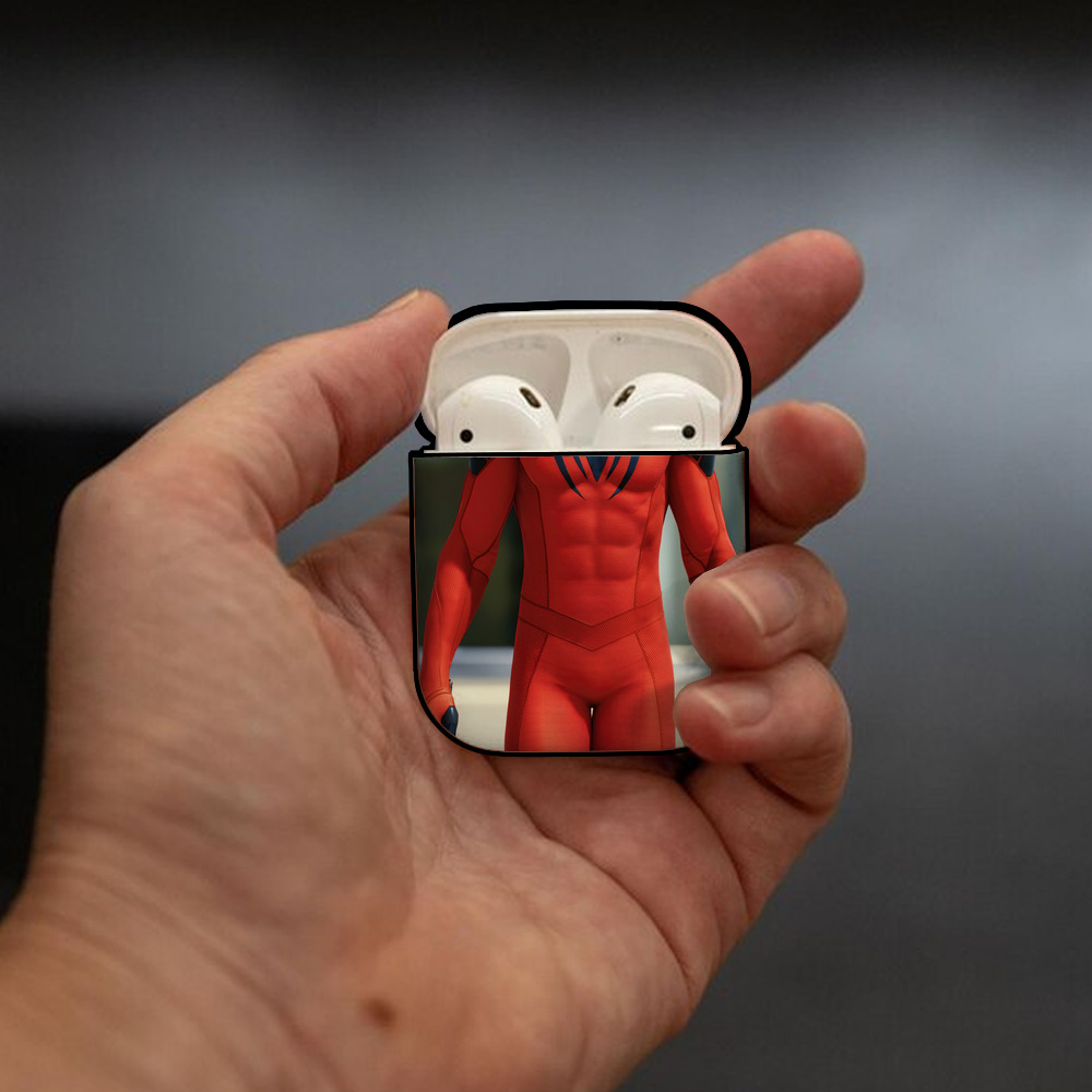 Spider Man スパイダーマン AirPods 第2世代保護ケース ハードシェル ブラック 耐衝撃・防指紋・カラビナ付き