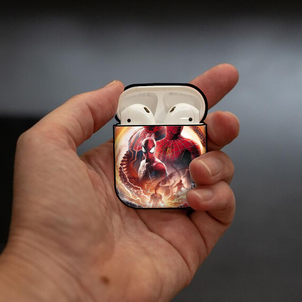 Spider Man スパイダーマン AirPods 第2世代保護ケース ハードシェル ブラック 耐衝撃・防指紋・カラビナ付き