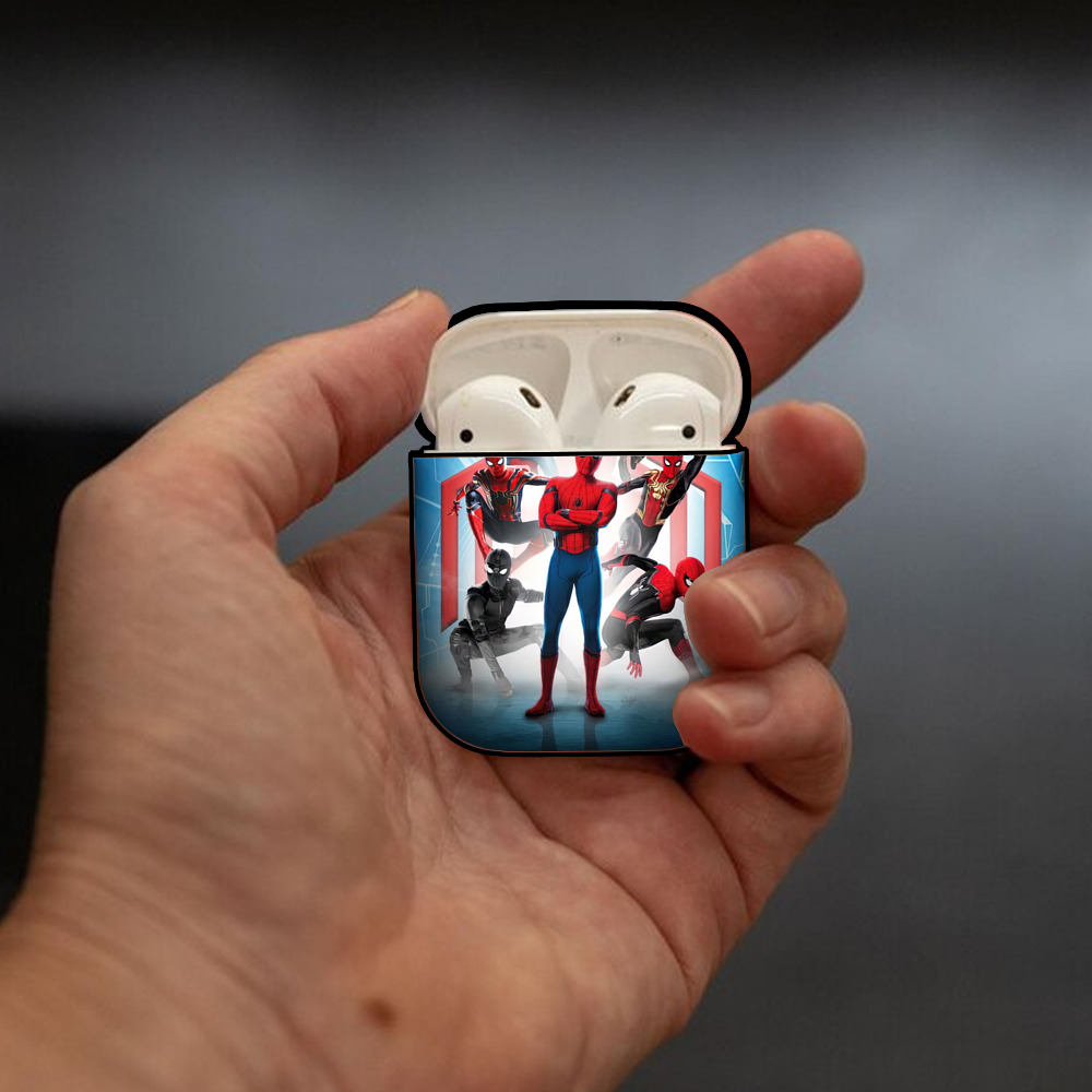 Spider Man スパイダーマン AirPods 第2世代保護ケース ハードシェル ブラック 耐衝撃・防指紋・カラビナ付き