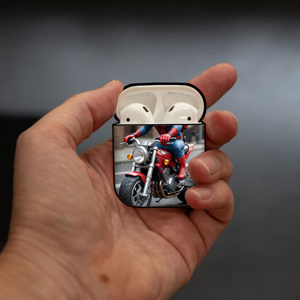 Spider Man スパイダーマン AirPods 第2世代保護ケース ハードシェル ブラック 耐衝撃・防指紋・カラビナ付き