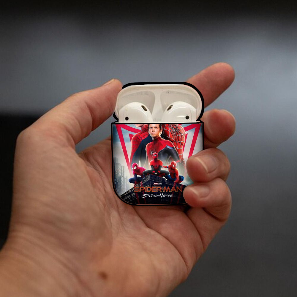 Spider Man スパイダーマン AirPods 第2世代保護ケース ハードシェル ブラック 耐衝撃・防指紋・カラビナ付き