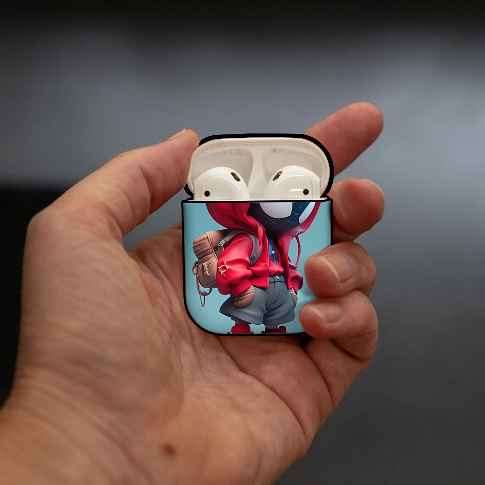 Spider Man スパイダーマン AirPods 第2世代保護ケース ハードシェル ブラック 耐衝撃・防指紋・カラビナ付き