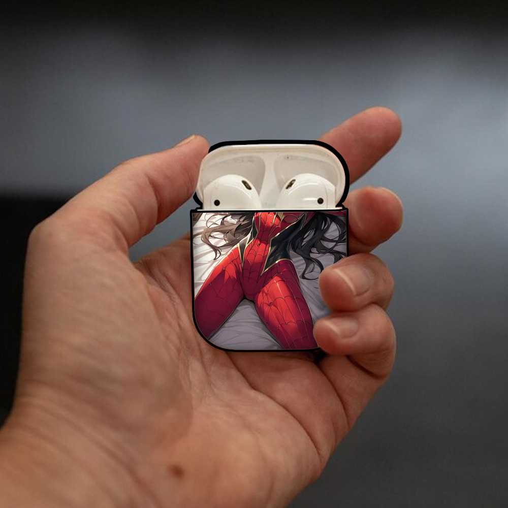 Spider Man スパイダーマン AirPods 第2世代保護ケース ハードシェル ブラック 耐衝撃・防指紋・カラビナ付き