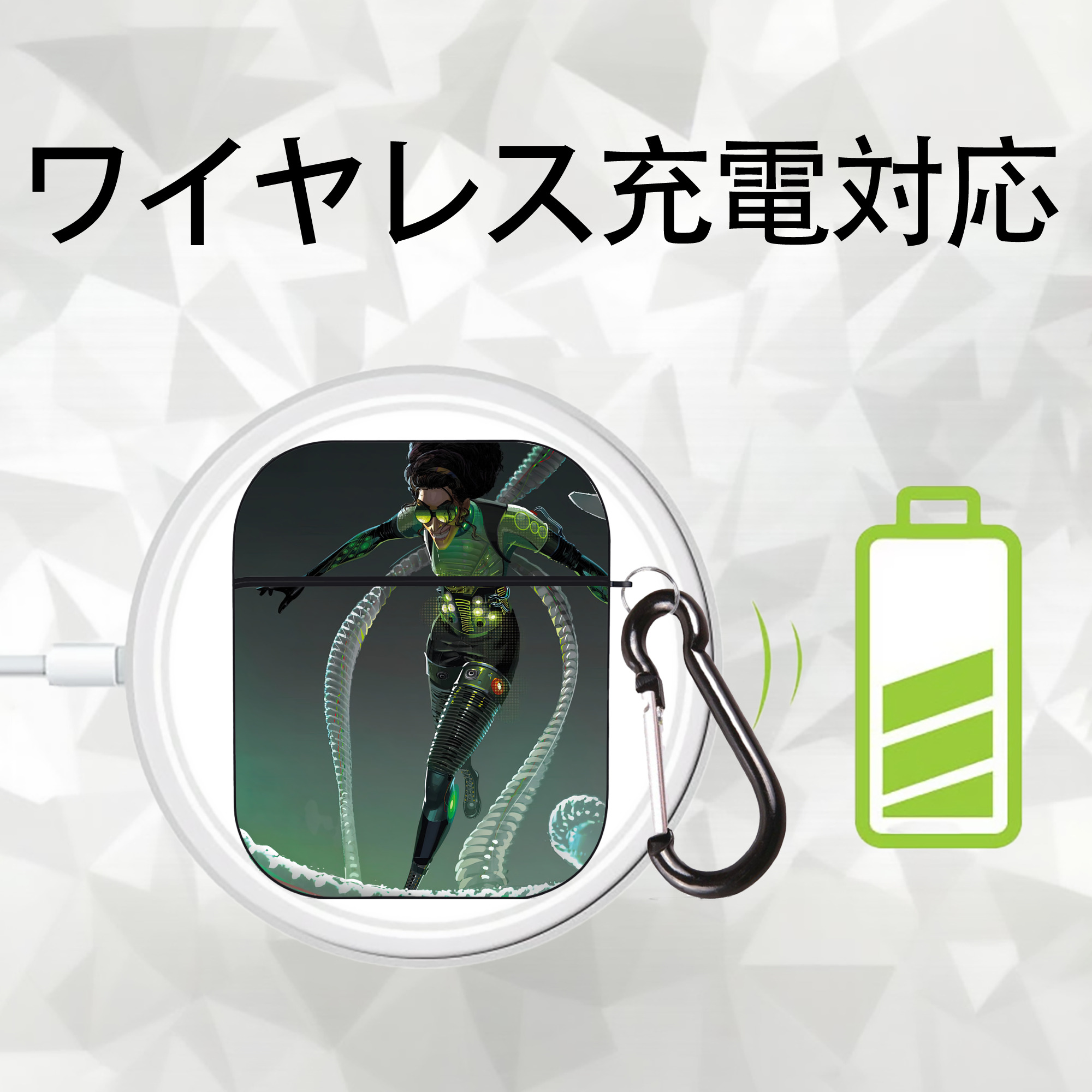 Spider Man スパイダーマン AirPods 第2世代保護ケース ハードシェル ブラック 耐衝撃・防指紋・カラビナ付き