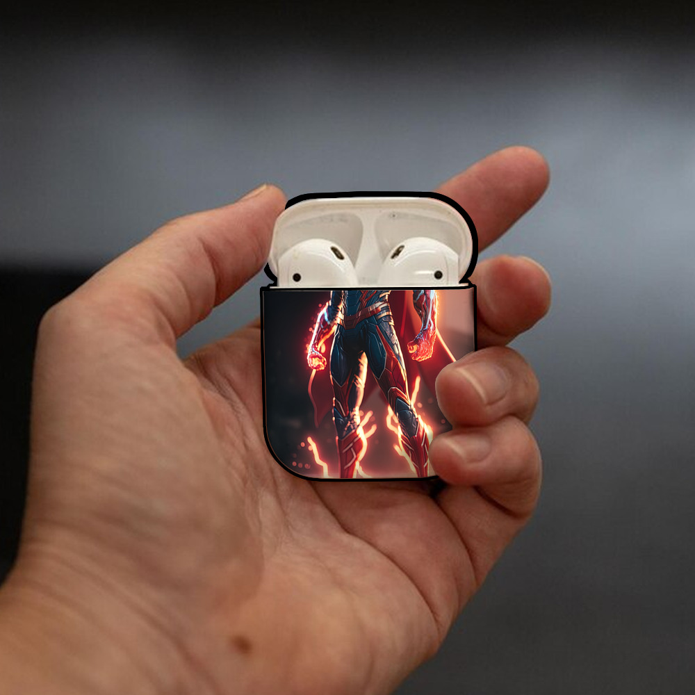 Spider Man スパイダーマン AirPods 第2世代保護ケース ハードシェル ブラック 耐衝撃・防指紋・カラビナ付き