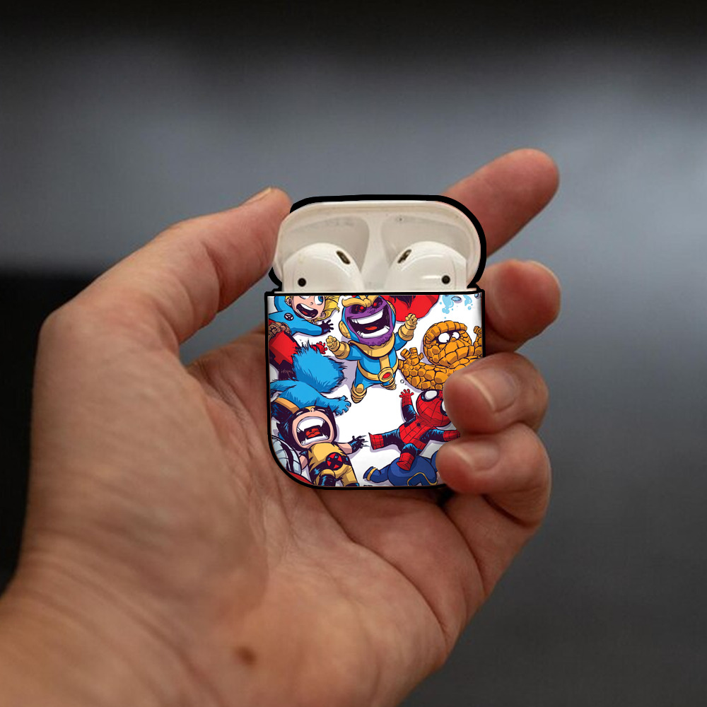 Spider Man スパイダーマン AirPods 第2世代保護ケース ハードシェル ブラック 耐衝撃・防指紋・カラビナ付き