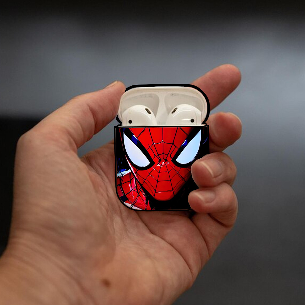 Spider Man スパイダーマン AirPods 第2世代保護ケース ハードシェル ブラック 耐衝撃・防指紋・カラビナ付き