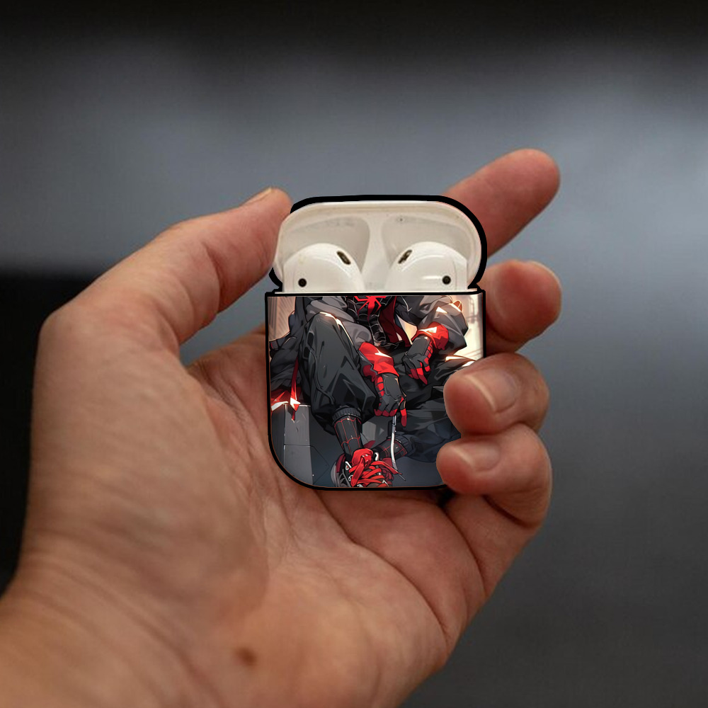 Spider Man スパイダーマン AirPods 第2世代保護ケース ハードシェル ブラック 耐衝撃・防指紋・カラビナ付き